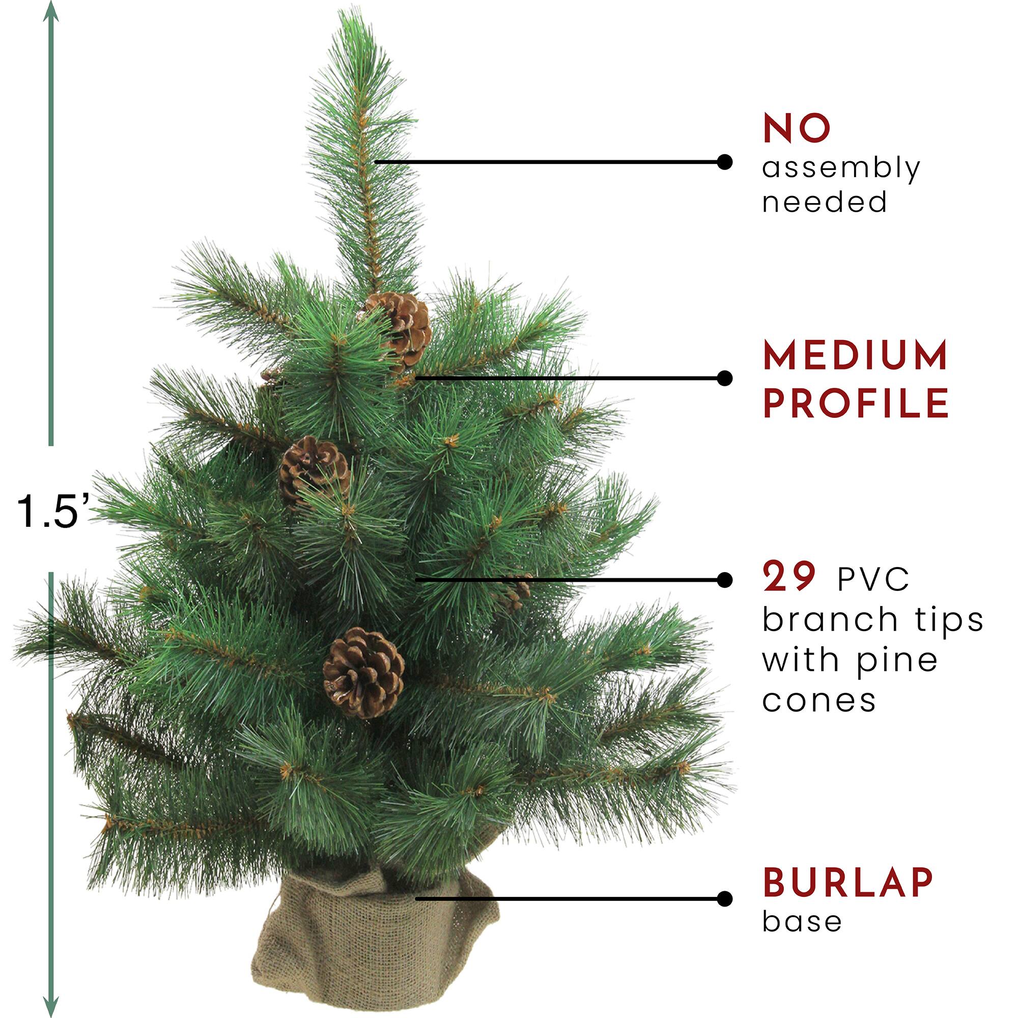 18" Unlit Medium Royal Oregon Pine Artificial Christmas Tree in Burlap Base