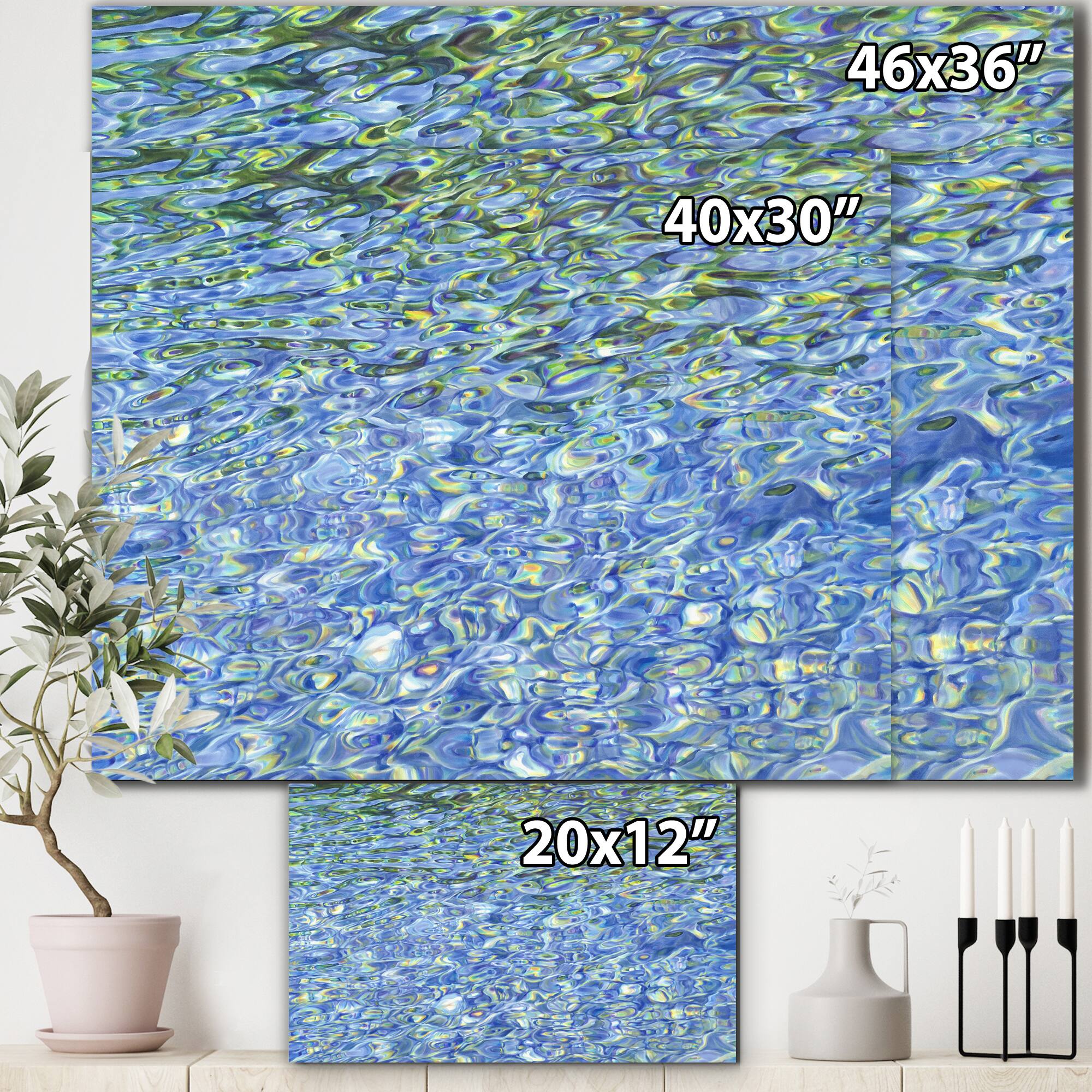 Designart - Sunny Water With Transparent Waves Reflecting Gentle Sunshine II - Modern Canvas Wall Art Print