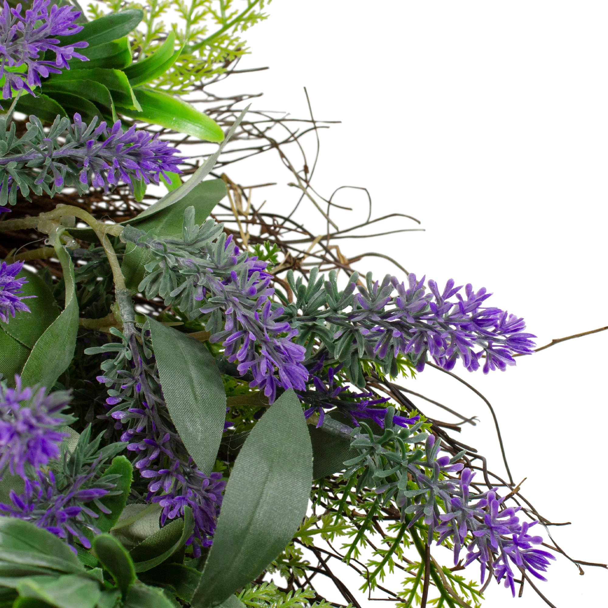 24" Purple Lavender & Spring Foliage Artificial Floral Wreath