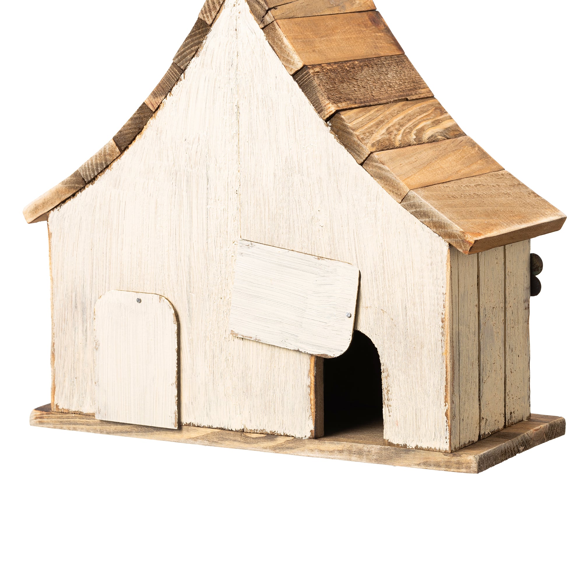 Glitzhome® 10.5" White Distressed Wood Birdhouse with Flowers