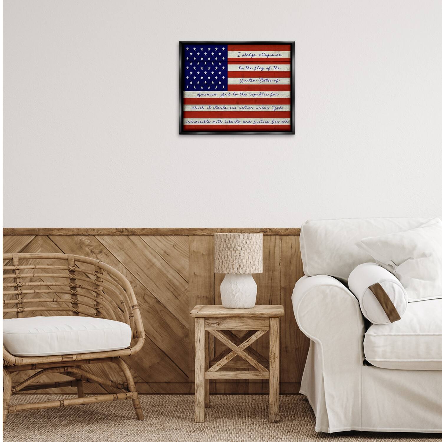 Stupell Industries Pledge of Allegiance Flag Floater Framed Art