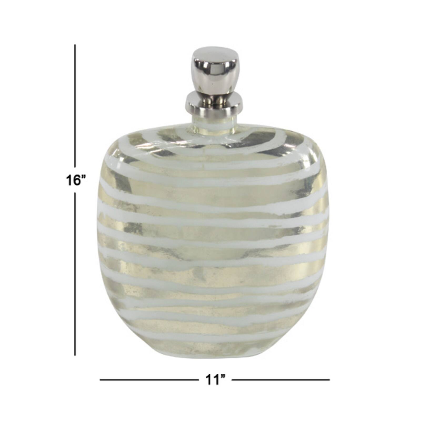 16&#x22; Gold &#x26; Silver Glass Decorative Bottle