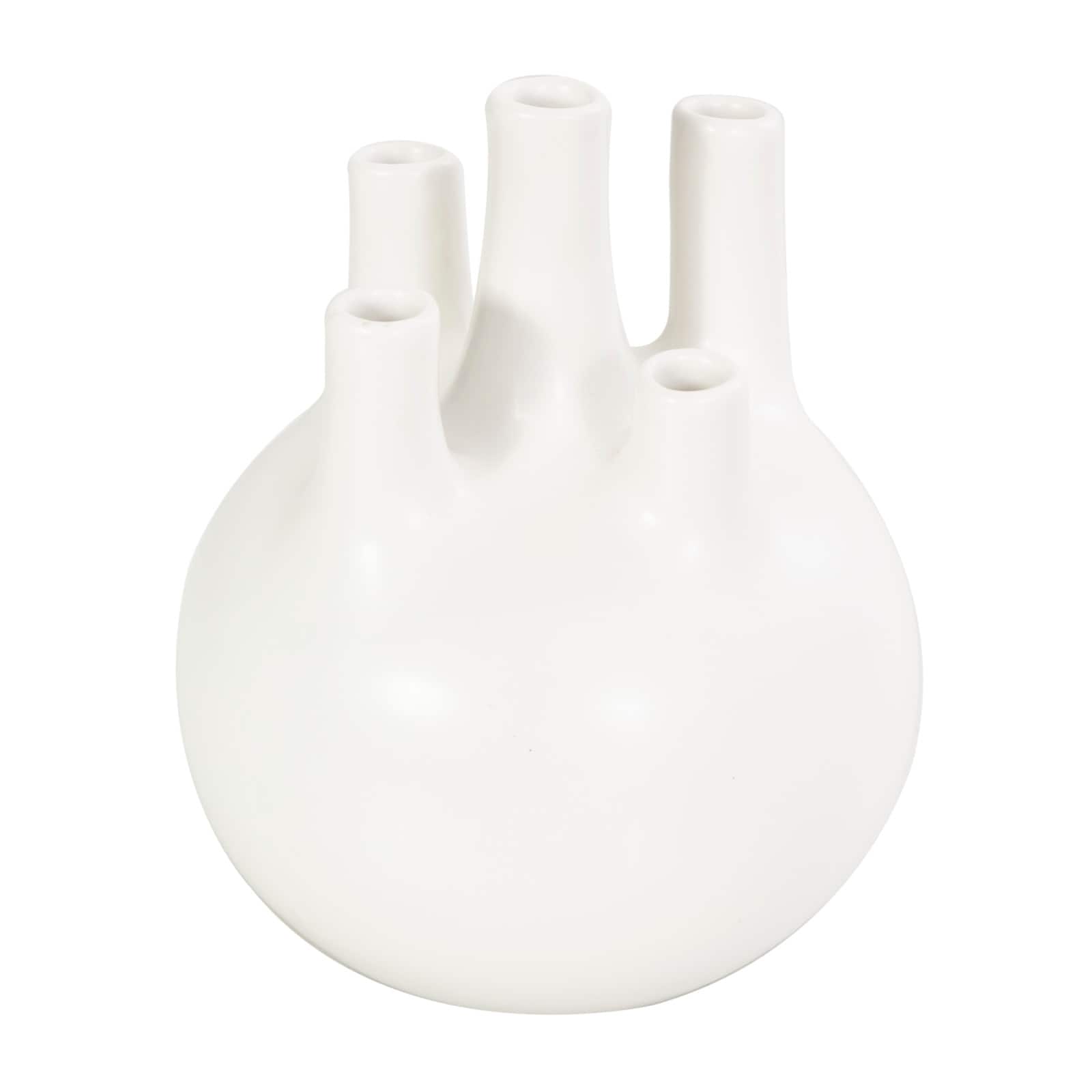 CosmoLiving by Cosmopolitan White Ceramic Round Bud Vase Set with Multiple Openings