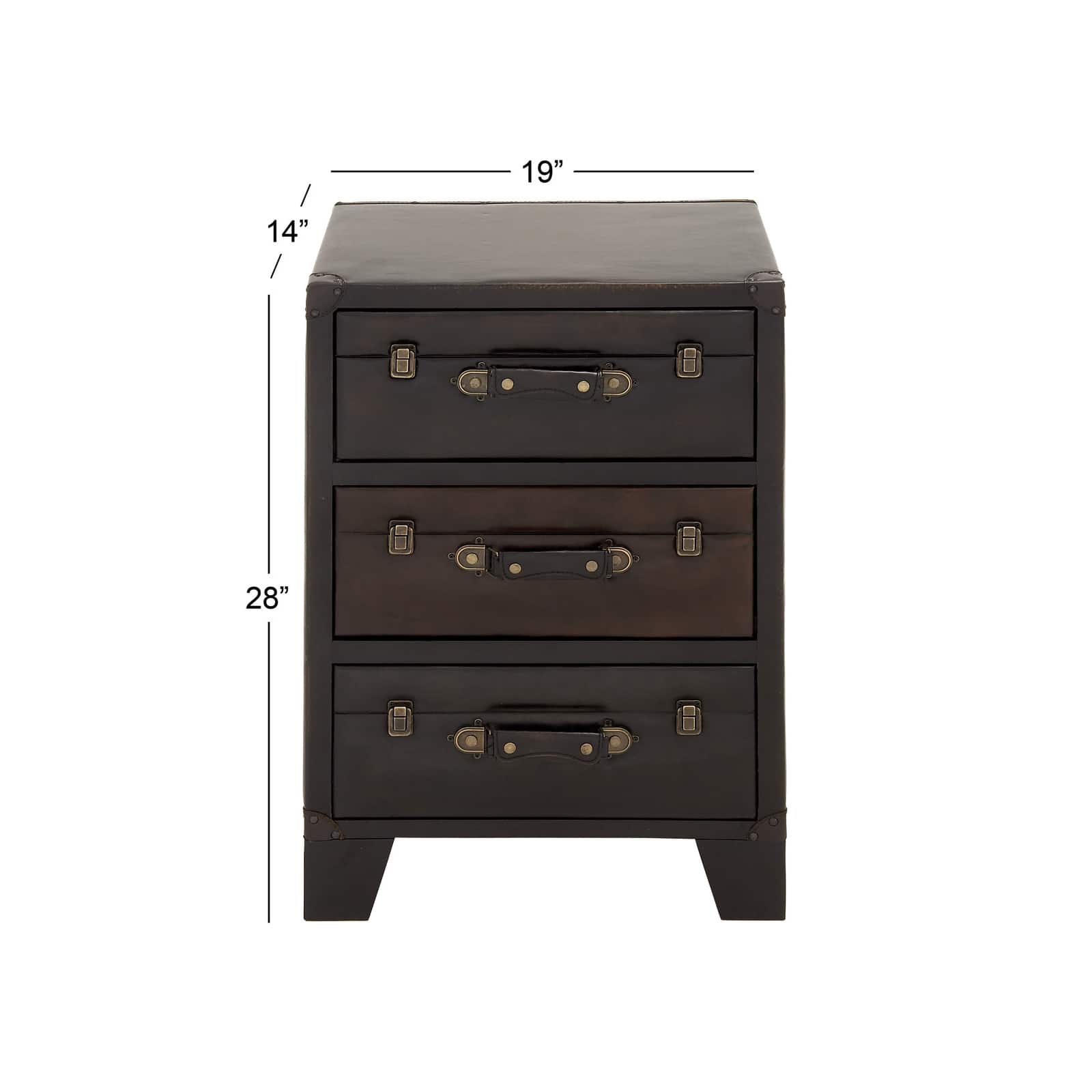 Dark Brown Wood 3-Drawer Traditional Cabinet