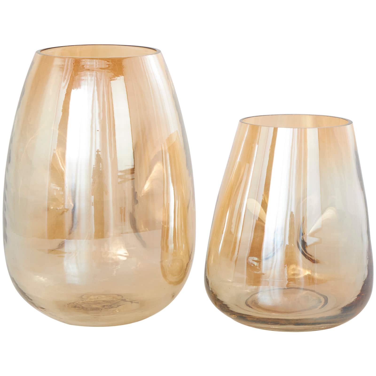 Iridescent Gold Concaved Glass Vase Set