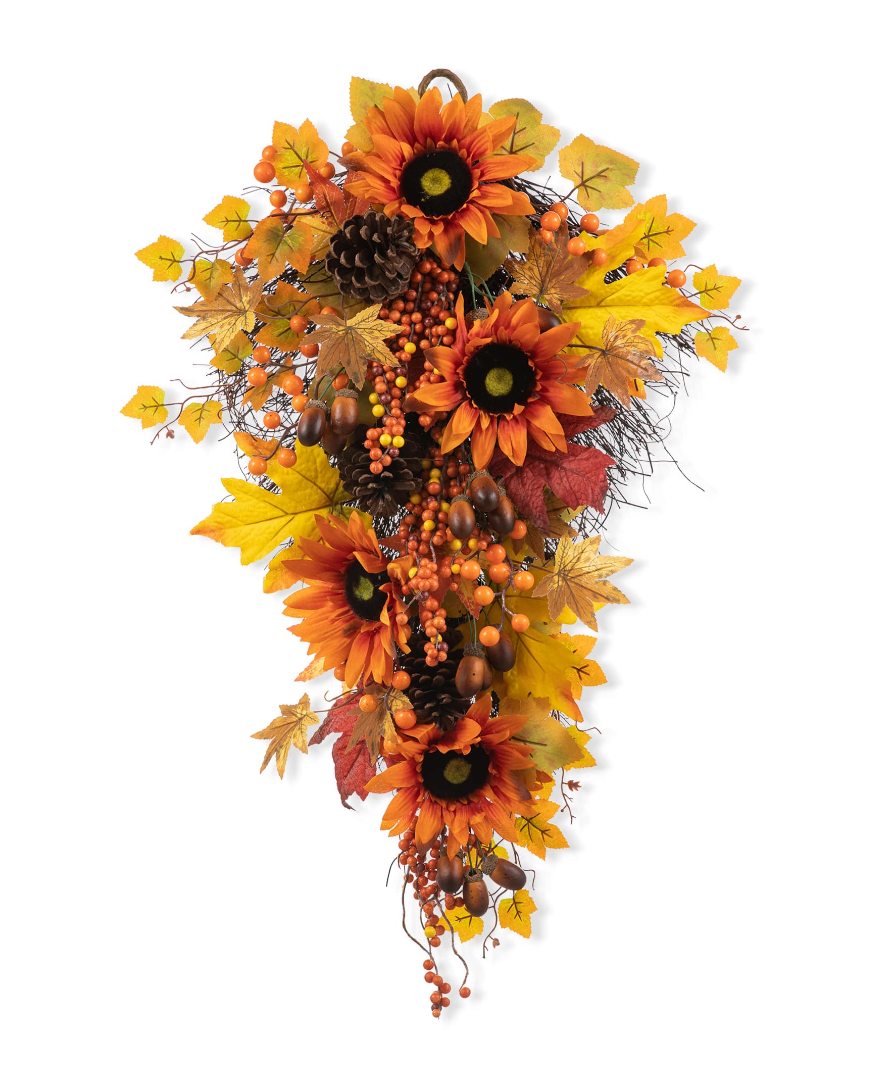 Glitzhome&#xAE; 27&#x22; Fall Sunflower, Maple Leaf &#x26; Berry Swag