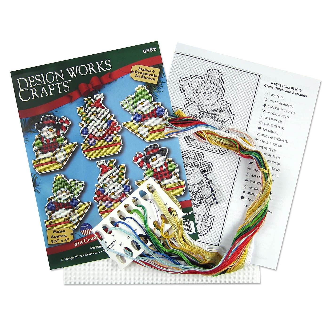 Design Works&#x2122; Sledding Snowman Plastic Canvas Ornament Kit