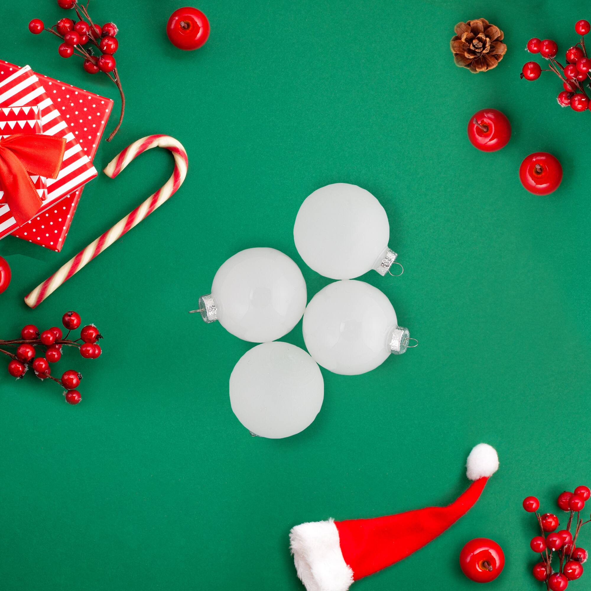 9ct. 2.5" Shiny and Matte White Glass Ball Christmas Ornaments