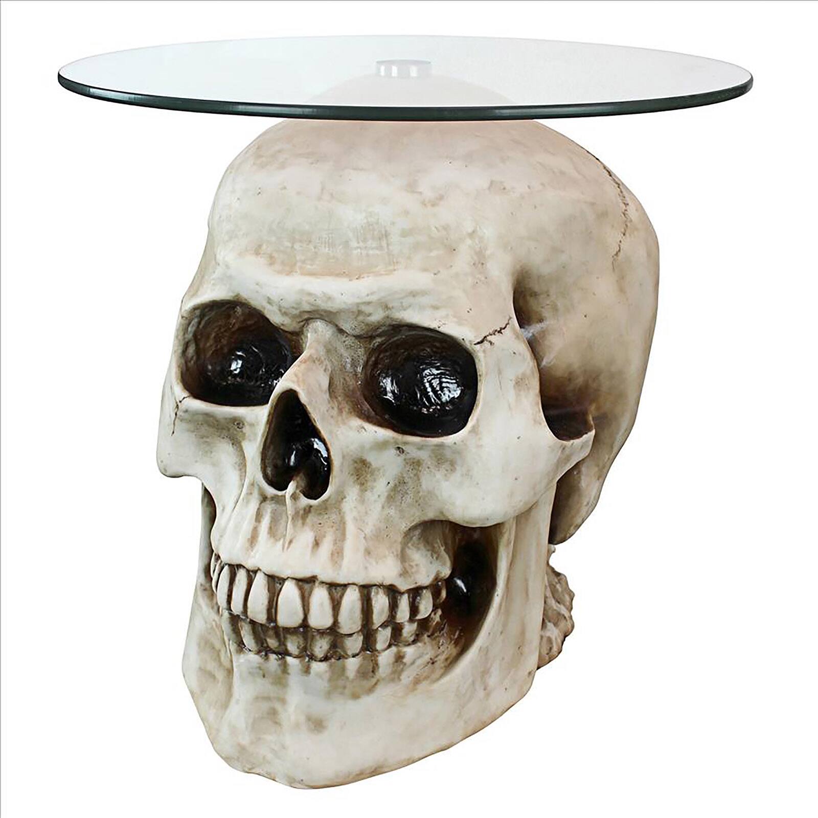Design Toscano 19.5&#x22; Lost Souls Gothic Skull Glass-Topped Table