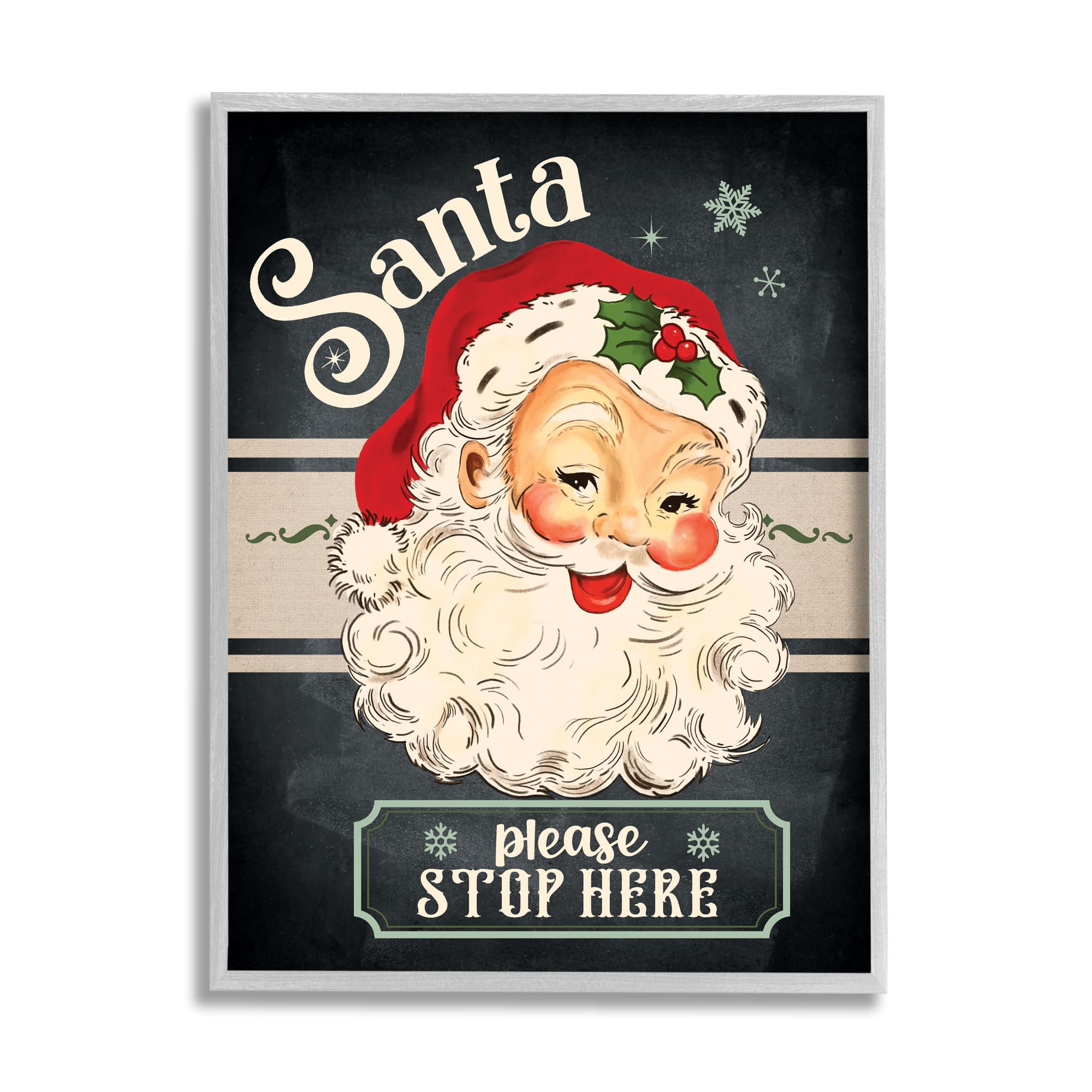 Stupell Industries Santa Please Stop Here Vintage Smiling Framed Giclee Art