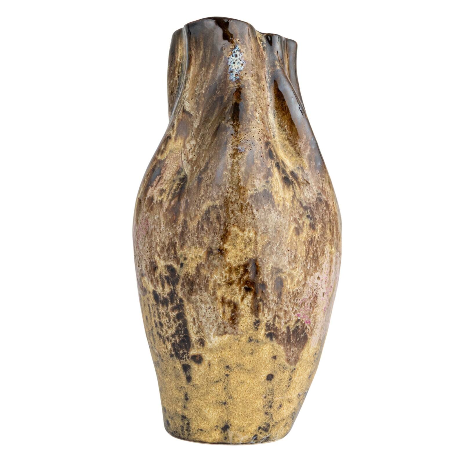 Hello Honey&#xAE; 10.5&#x22; Multicolor Hand-Painted Stoneware Organic Vase with Reactive Glaze