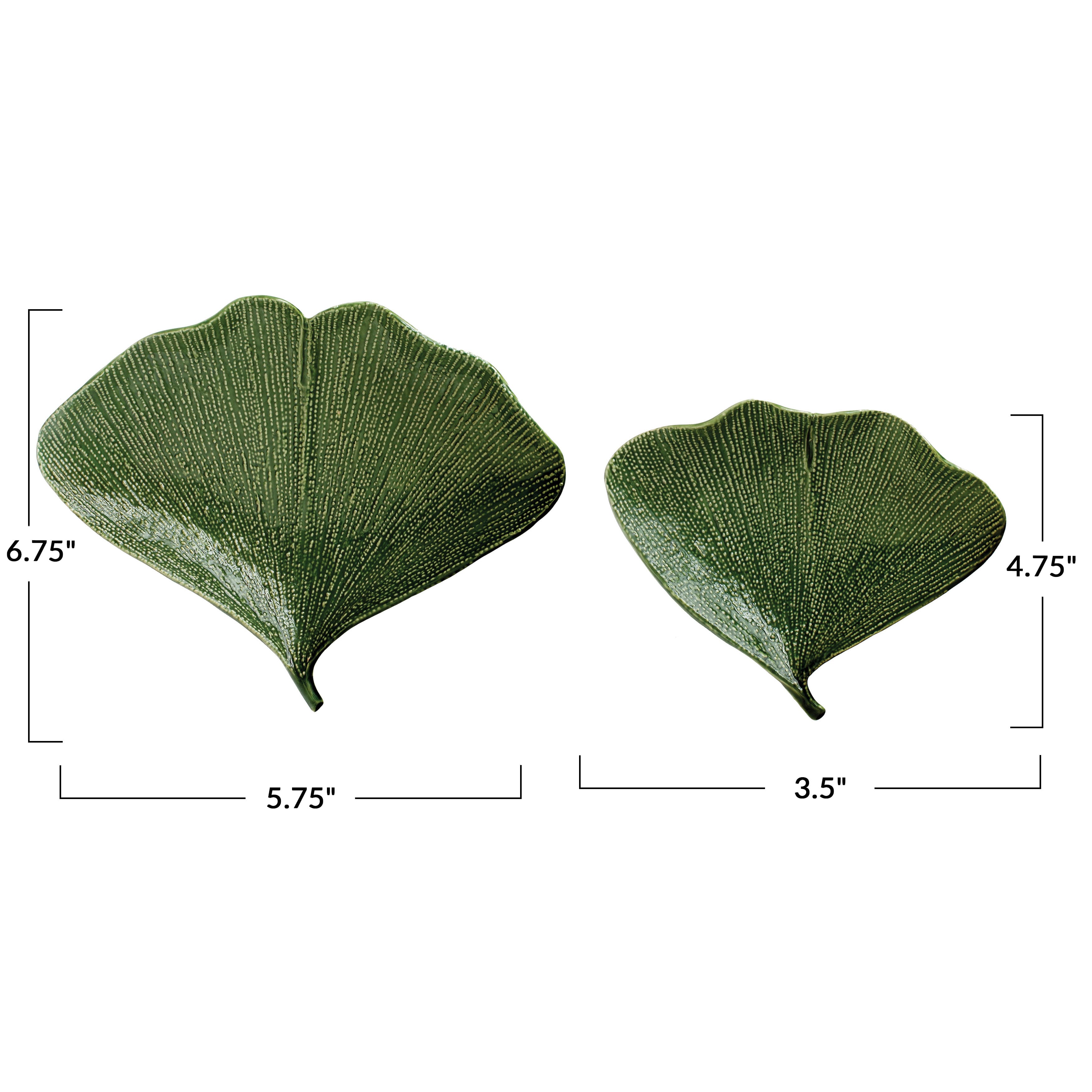 Hello Honey&#xAE; Green Boho Stoneware Gingko Leaf Shaped Plates, 2ct.