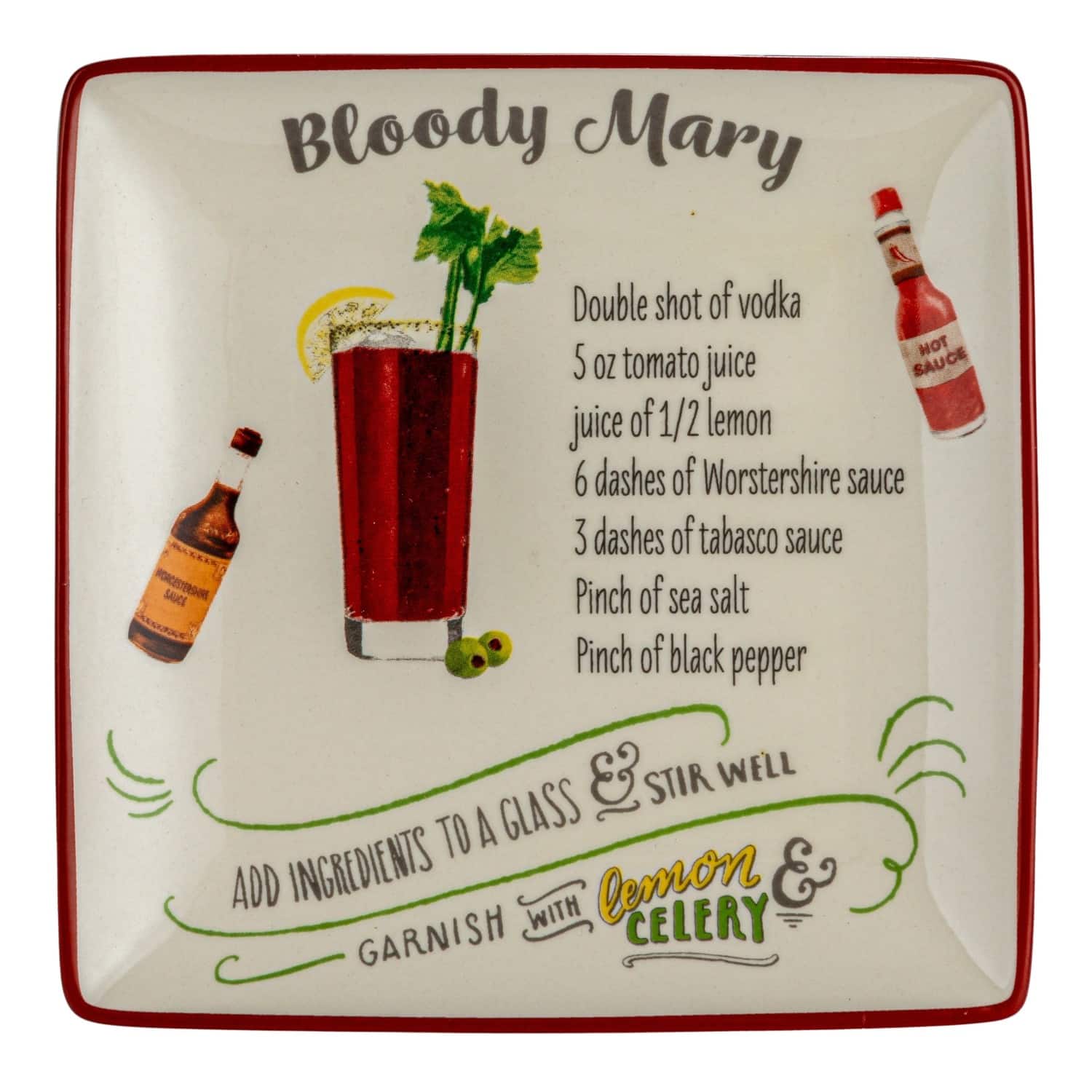 Hello Honey® 6" Cocktail Recipe Design Stoneware Plate Set