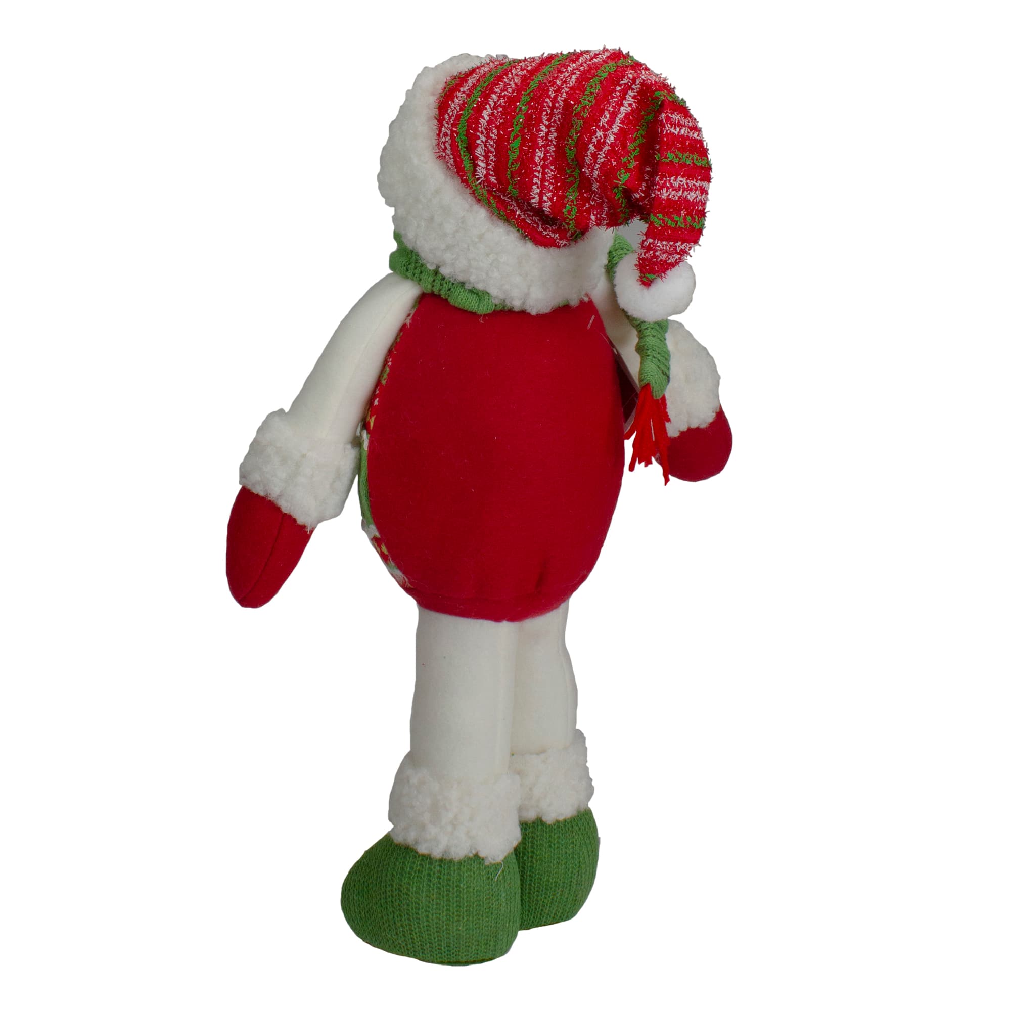 17.5" Red & Green Jolly Plush Snowman Christmas Figure