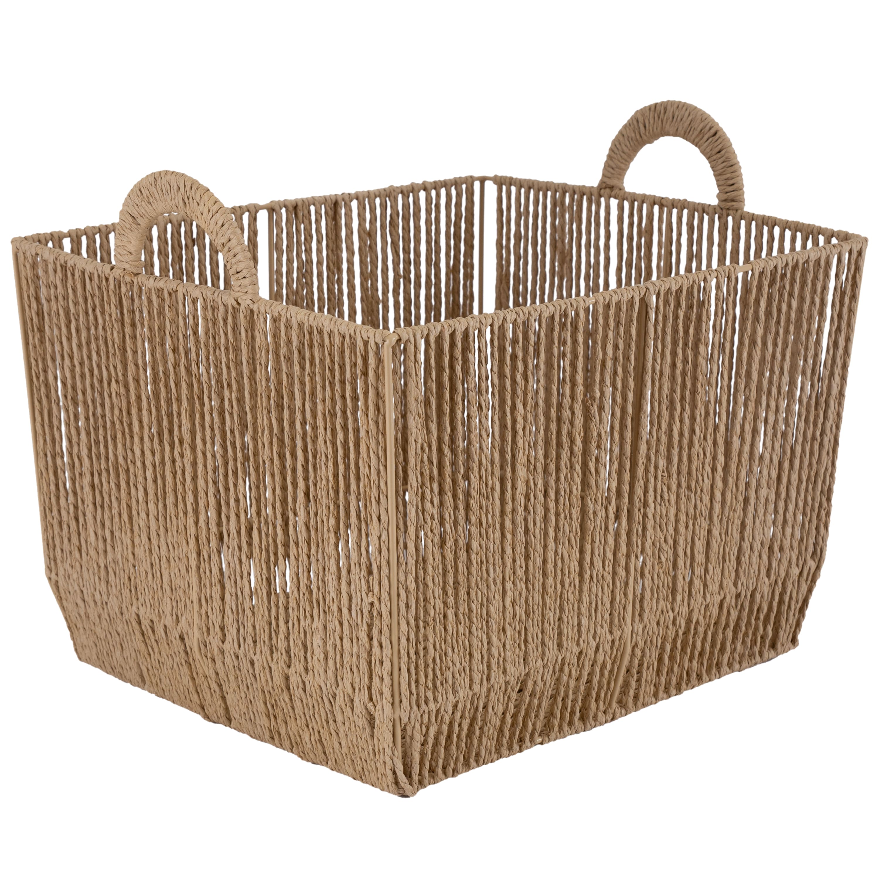 Simplify Small Vertical Weave Storage Basket with Round Handles