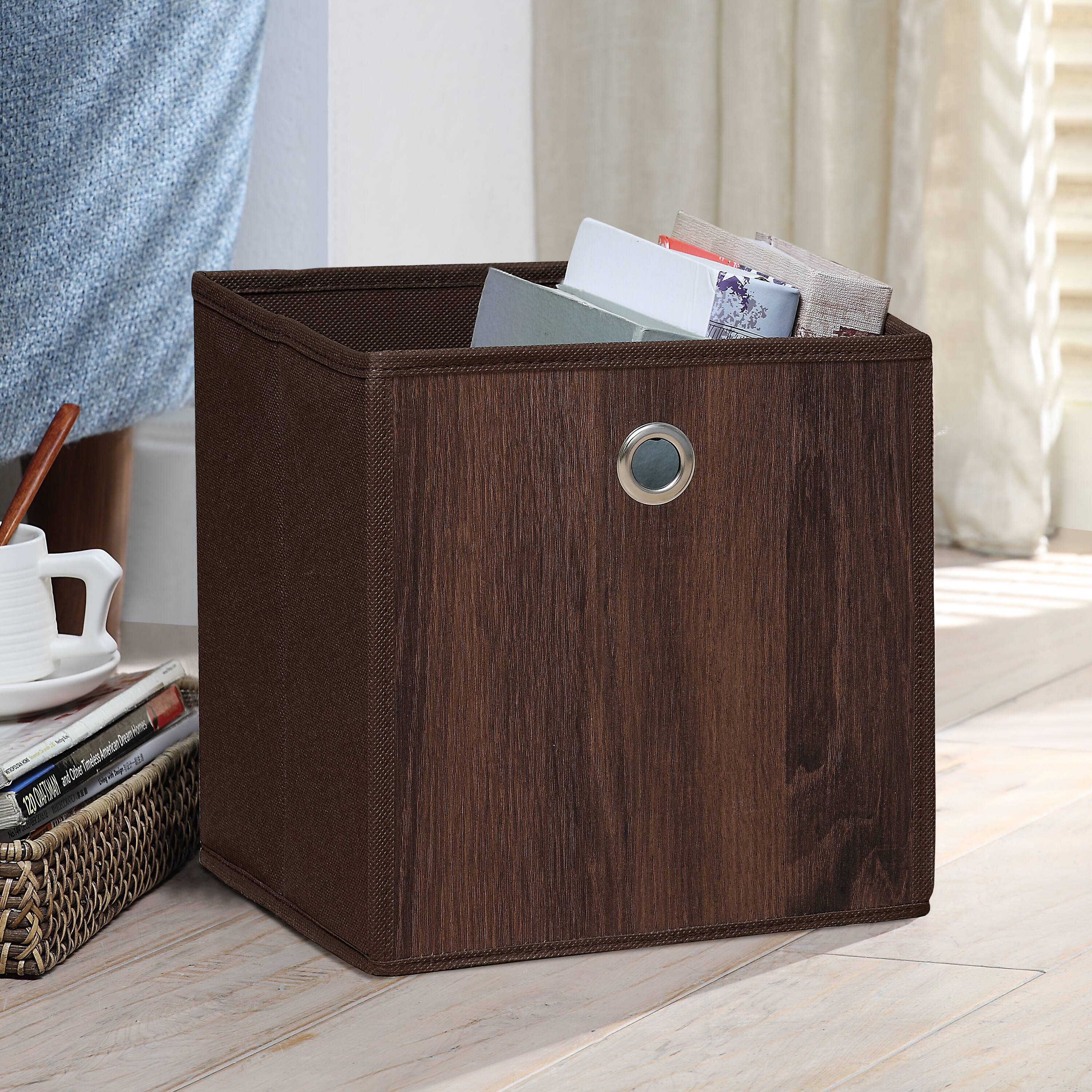 Organize It All Dark Brown Faux Wood Storage Cube Michaels