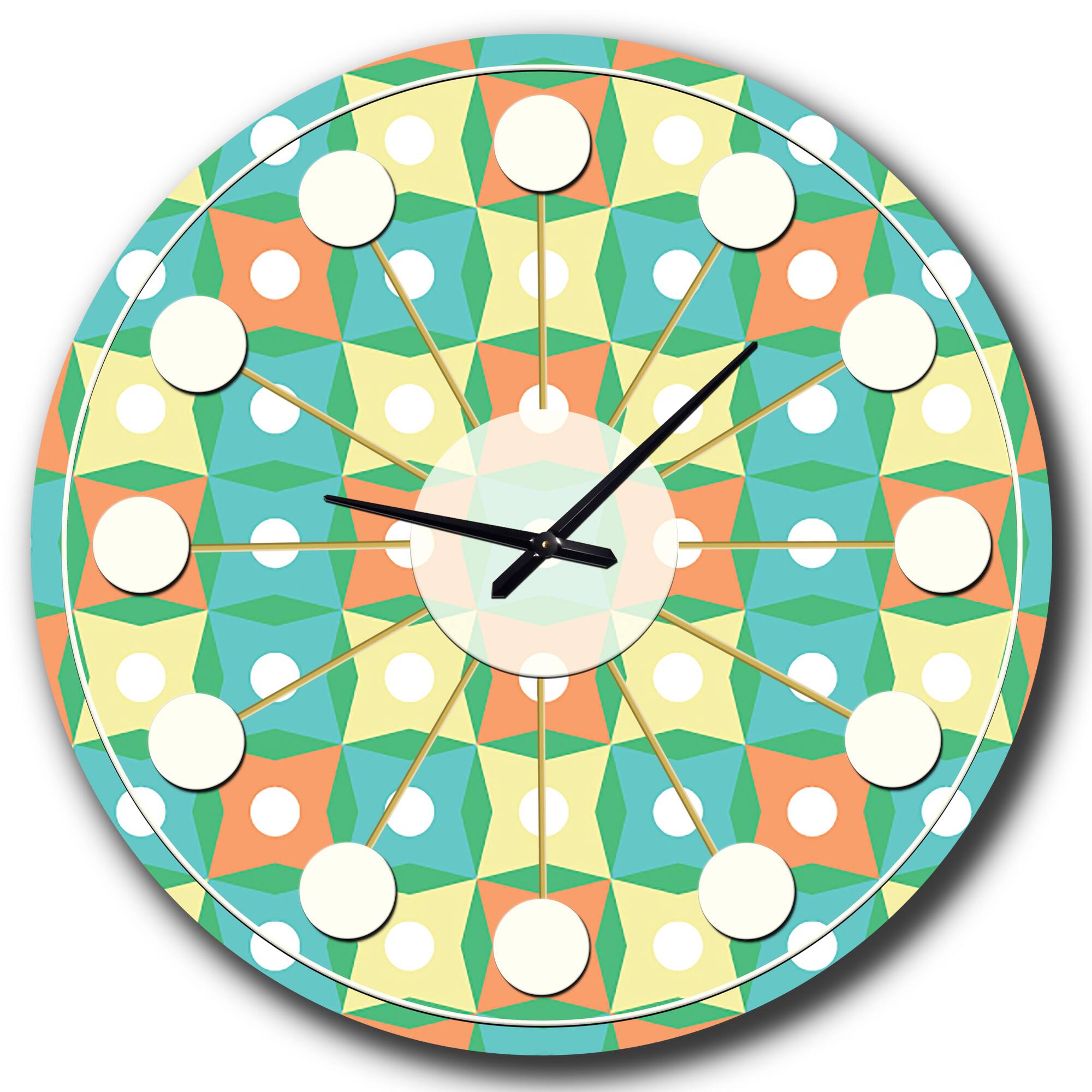 Designart Abstract Design Retro Pattern I Mid-Century Modern Wall Clock