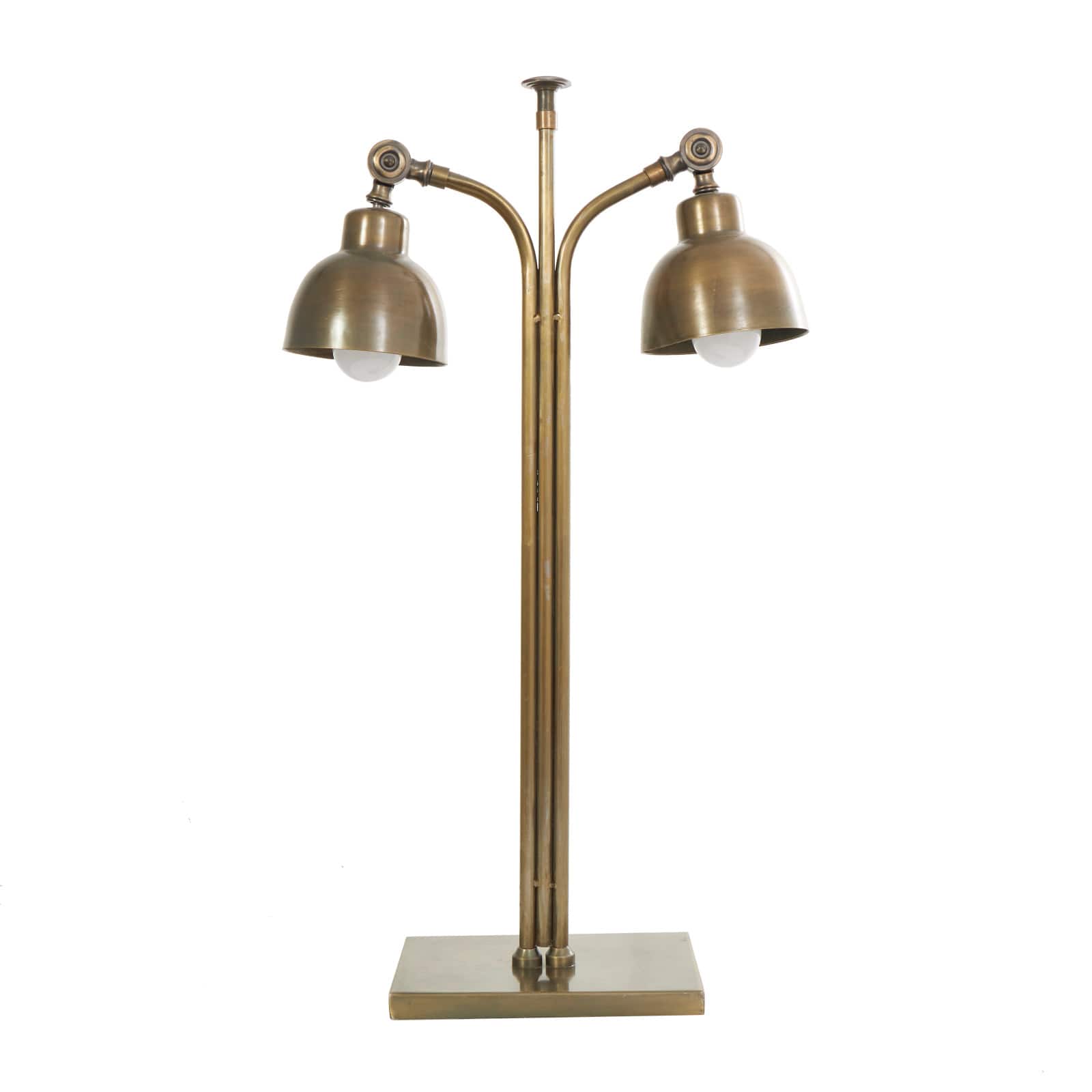 2ft. Brass Stainless Steel Desk Lamp with Double Shades