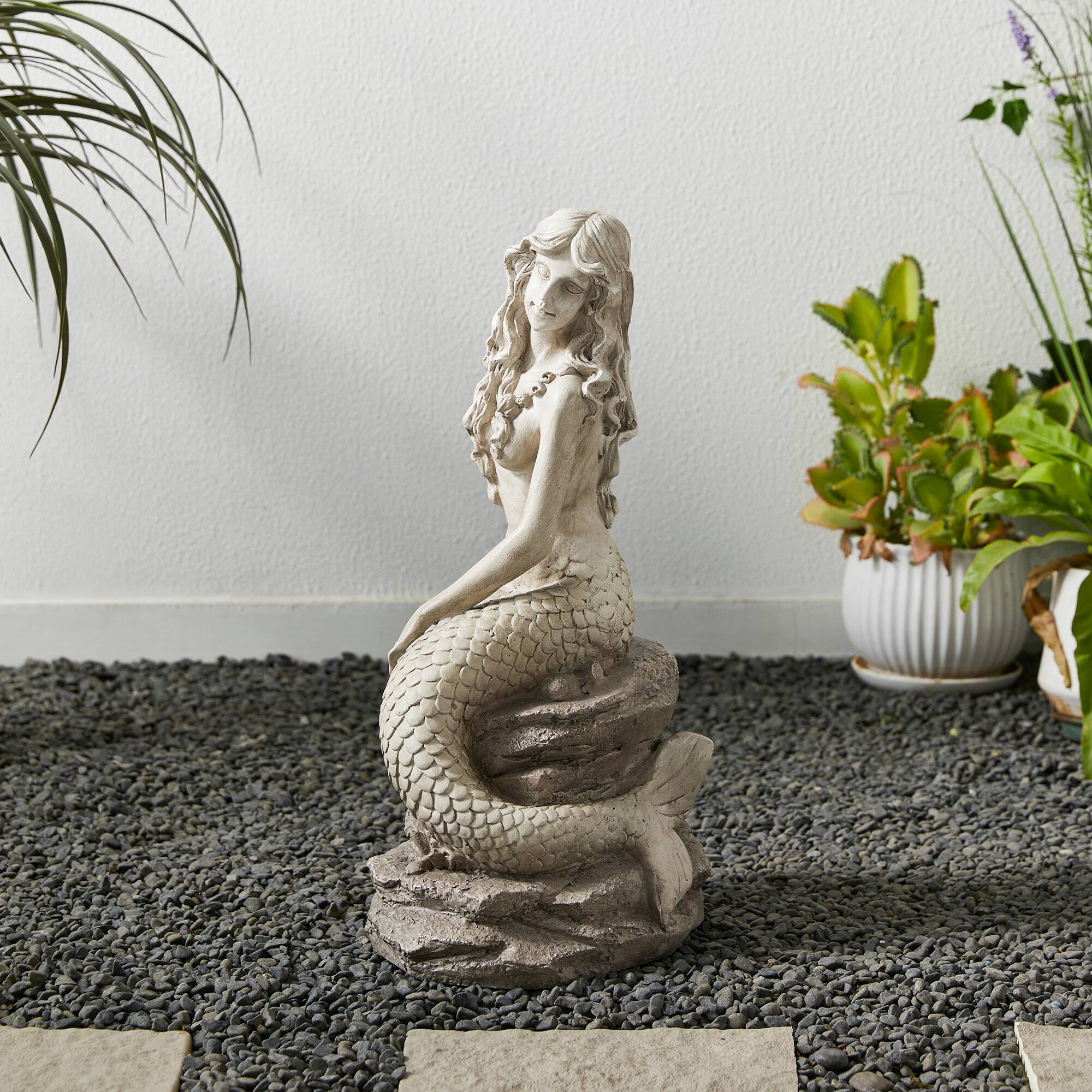 Glitzhome® 20" MGO Mermaid Garden Statue