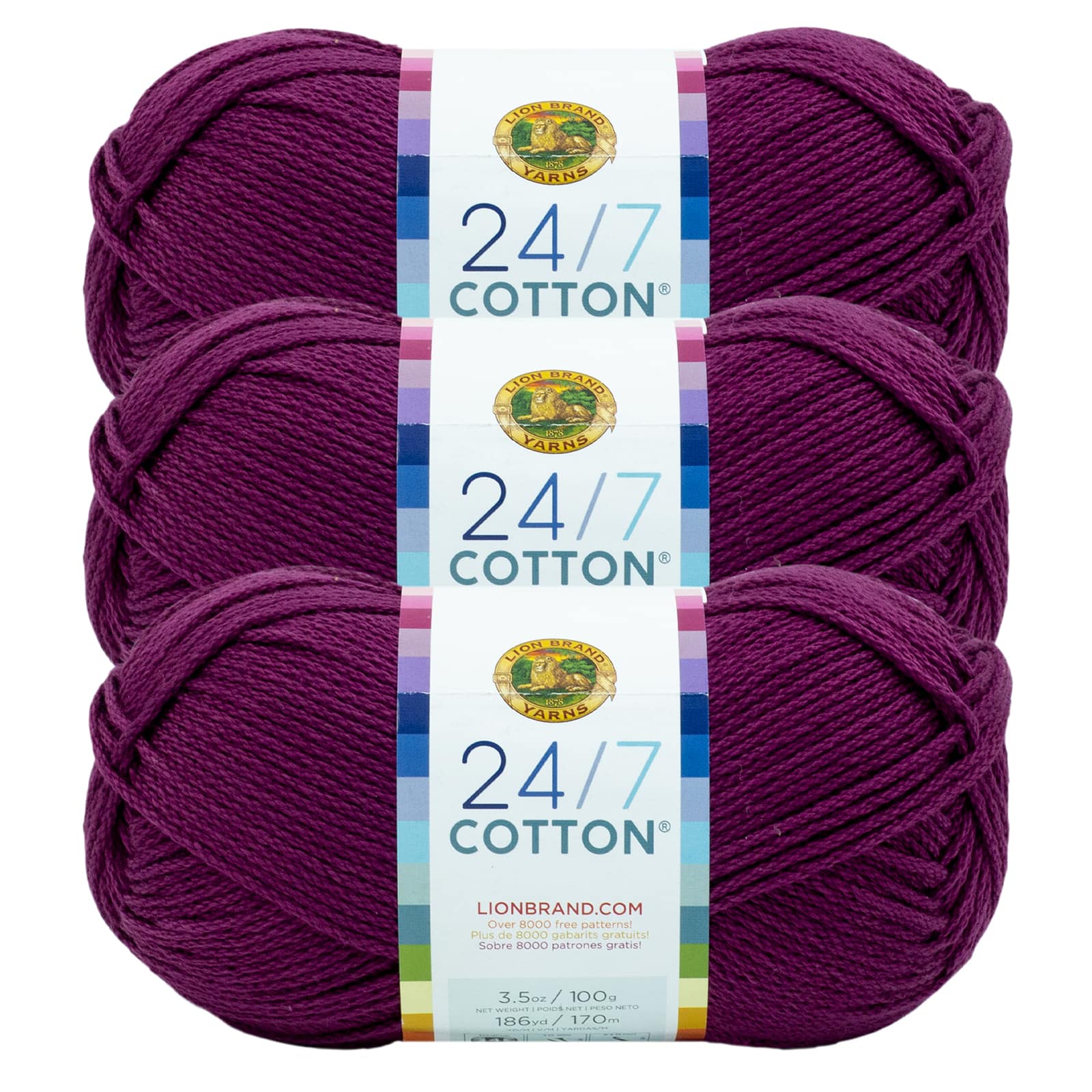 Lion Brand 24/7 Cotton Yarn-Silver 761-149 - GettyCrafts