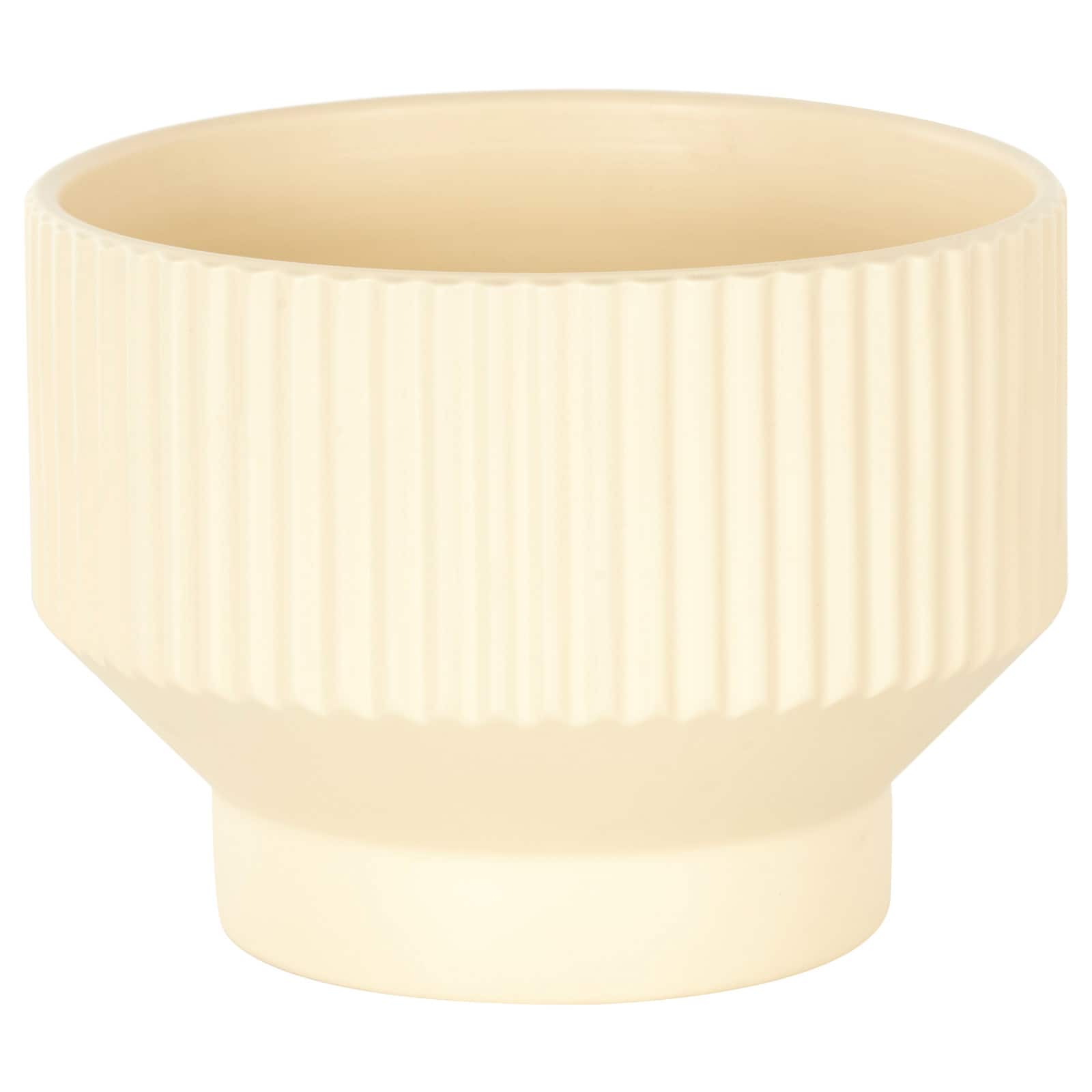 Linear Grooves Wide Ceramic Planter Set