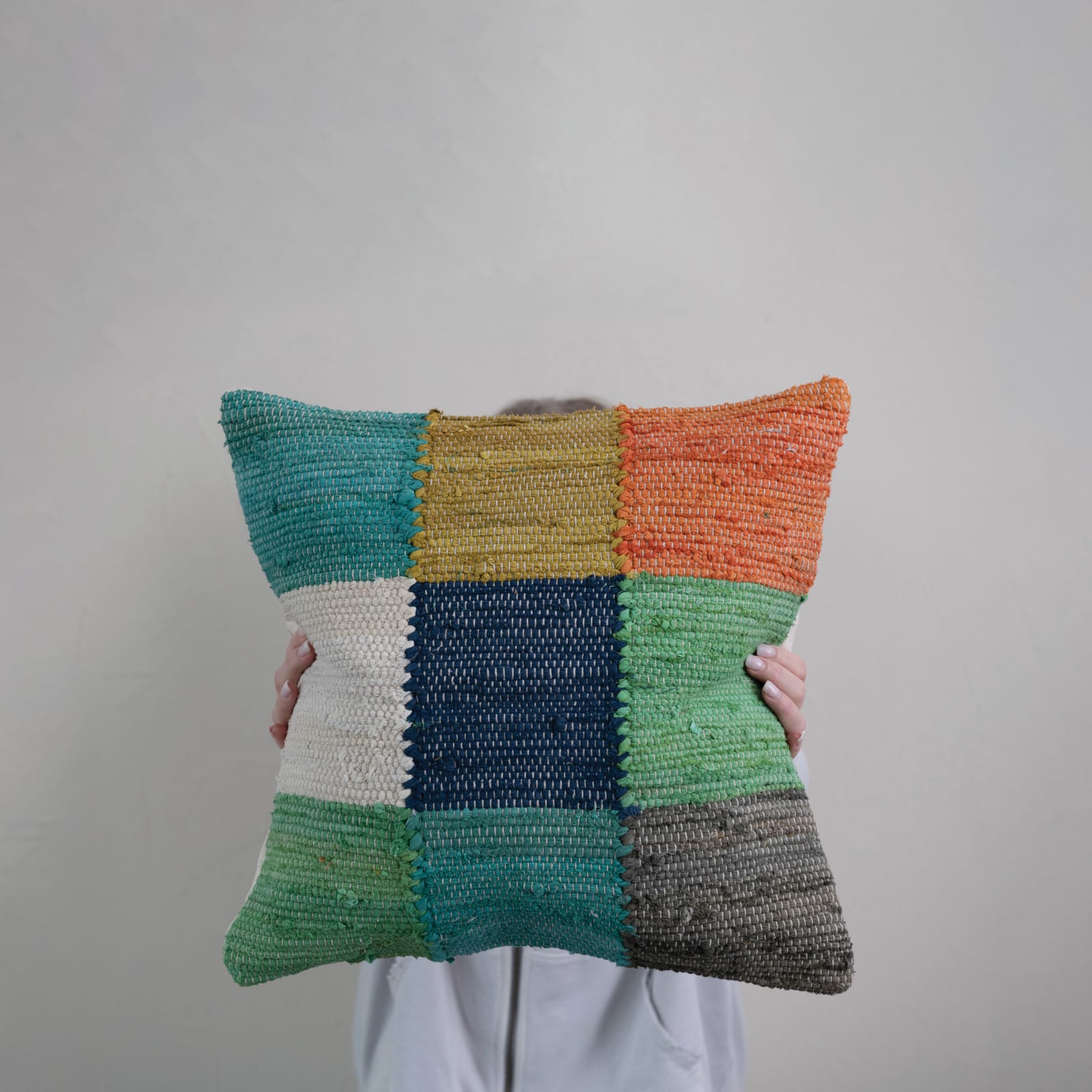 Multicolor Handwoven Cotton Dhurrie Pillow Cover