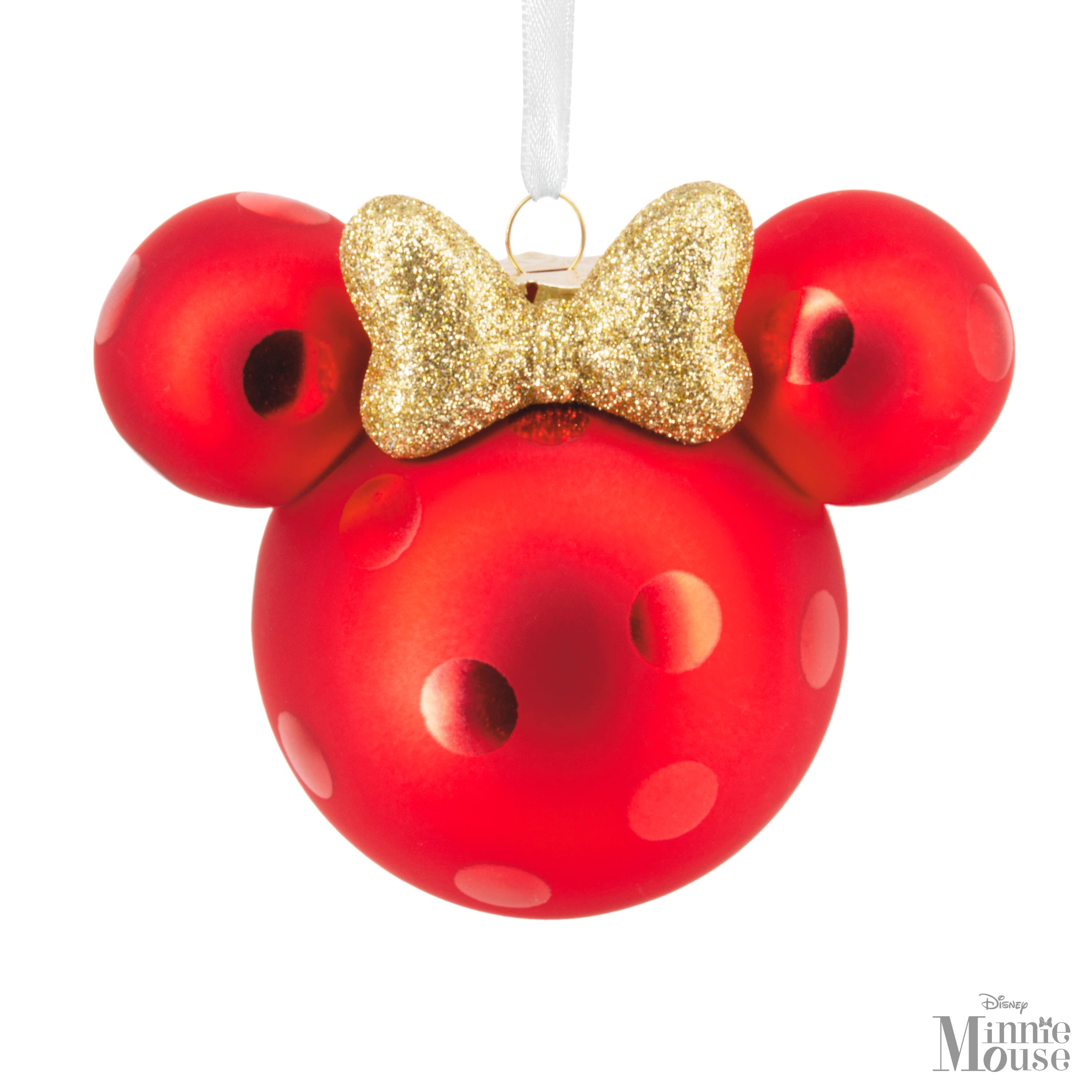 Disney&#xAE; 4.25&#x22; Minnie Mouse Ears Icon Glass Christmas Ornament