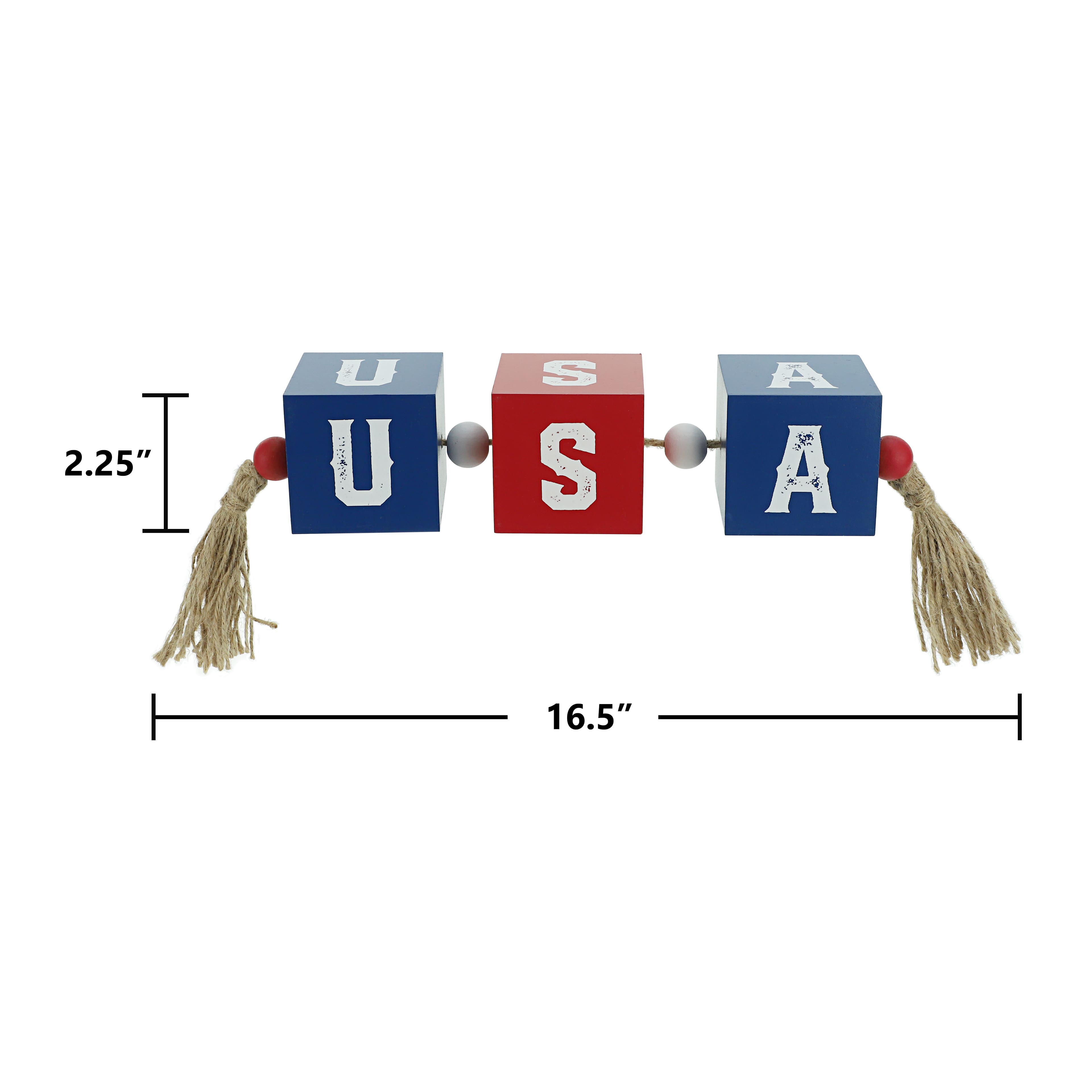 16.5&#x22; Red, White &#x26; Blue USA Blocks Tabletop D&#xE9;cor by Celebrate It&#x2122;