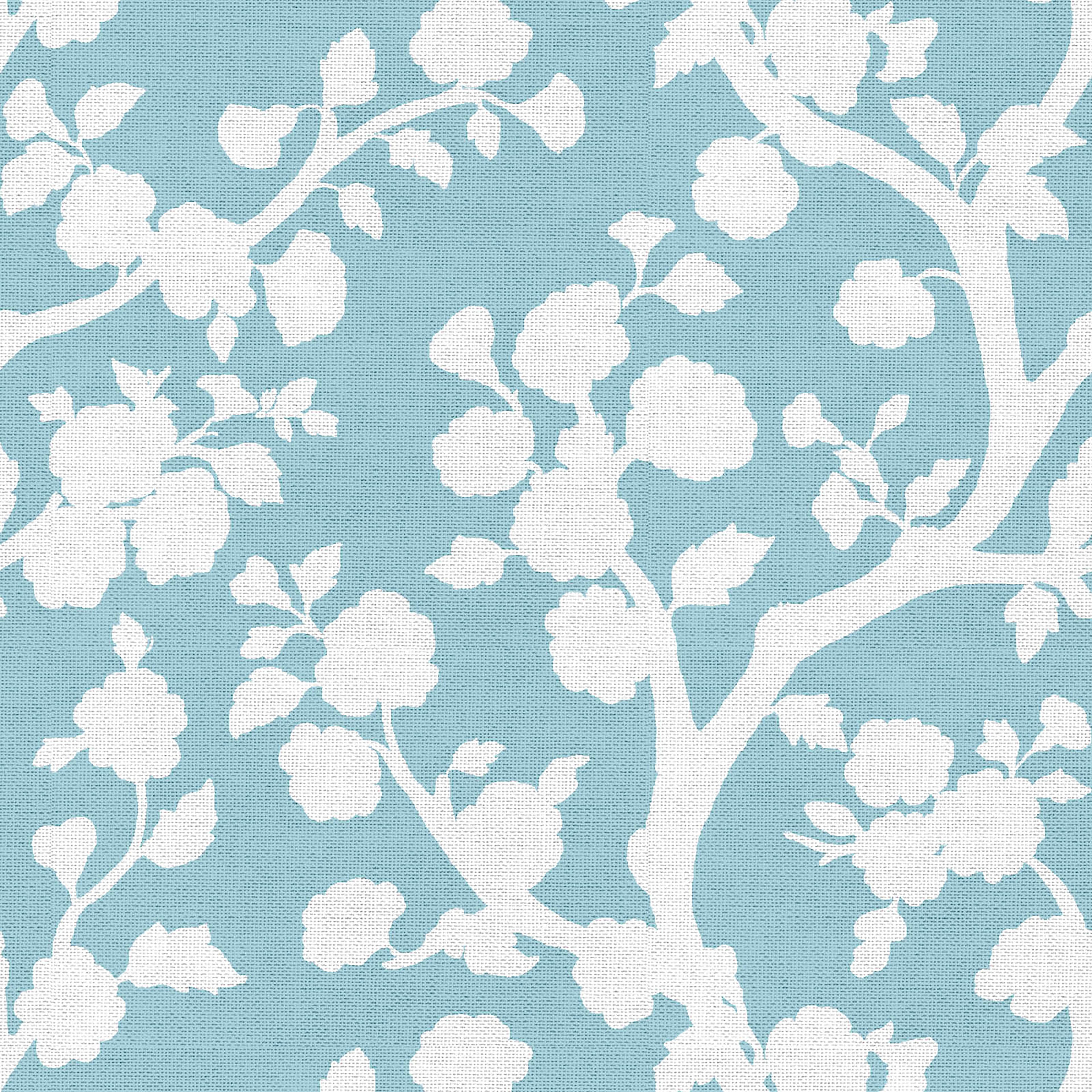 Madcap Cottage Prints Charming Blue Cherry Blossom Cotton Fabric