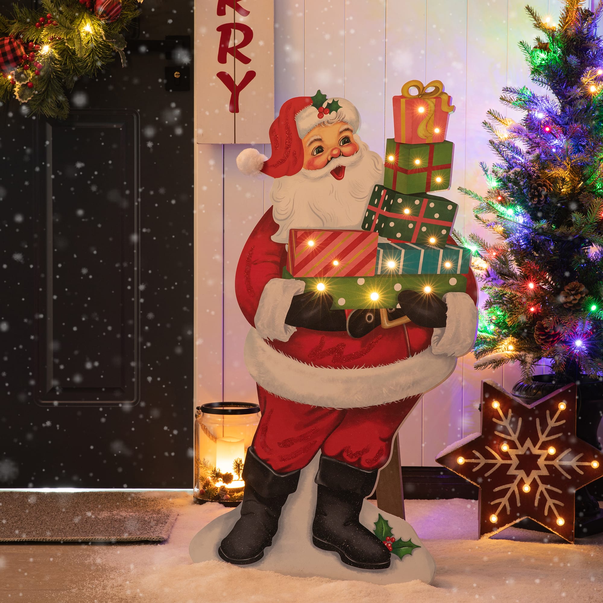 Glitzhome® 36'' Wooden Santa Gifts Porch Décor