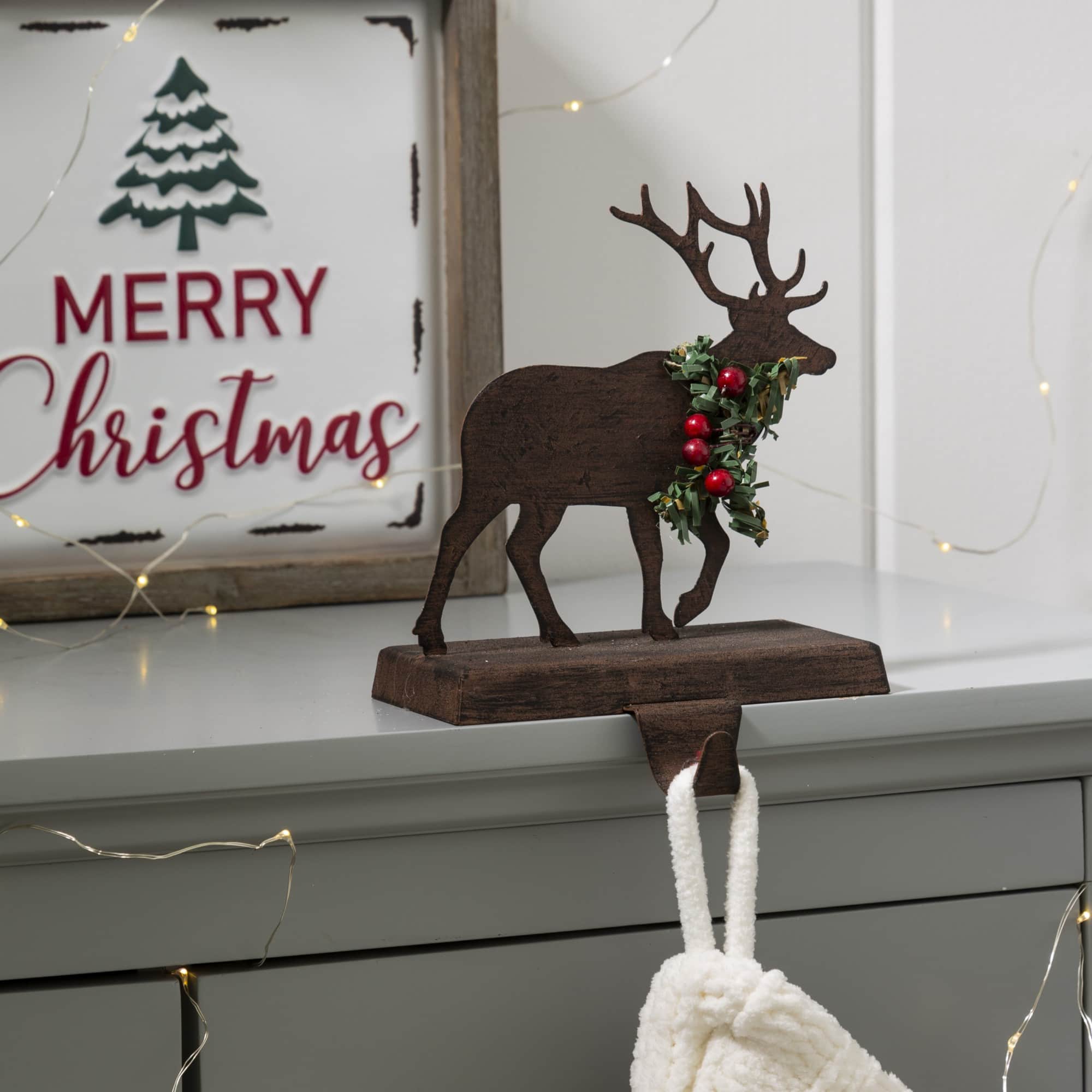 Glitzhome® 6.5" Reindeer Stocking Holder