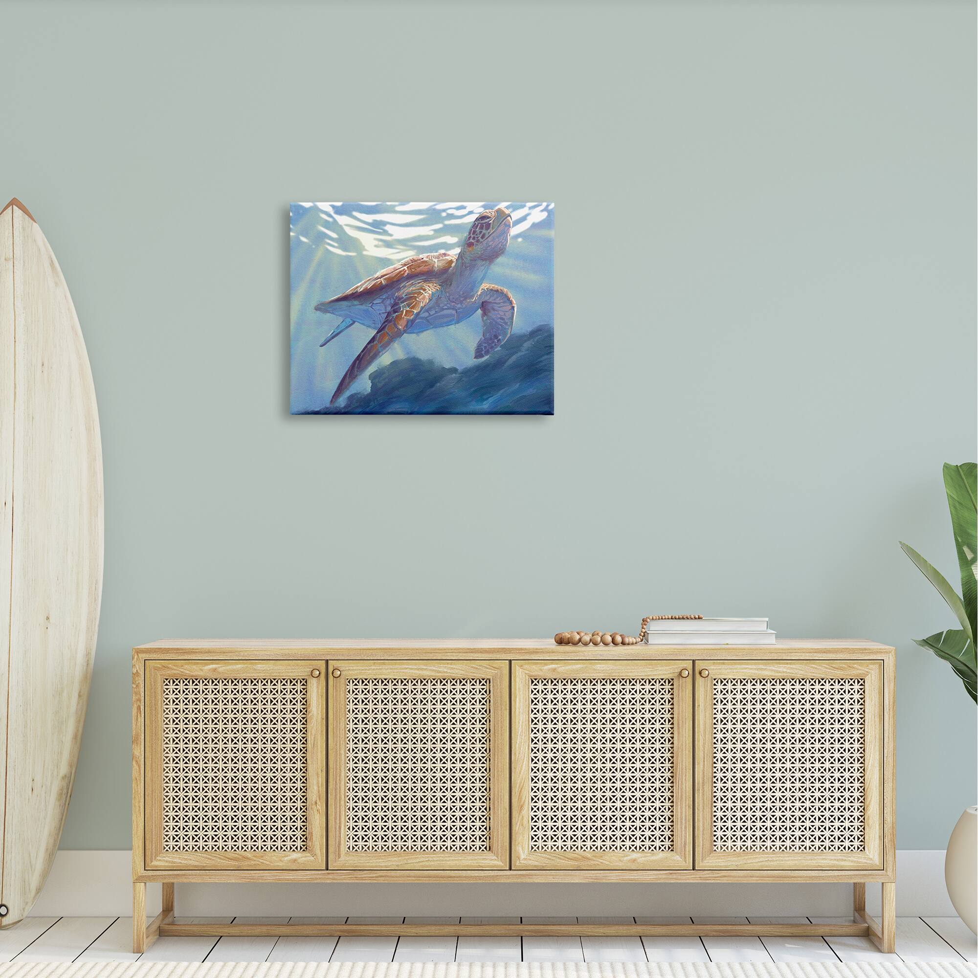 Stupell Industries Deep Ocean Sea Turtle Canvas Wall Art
