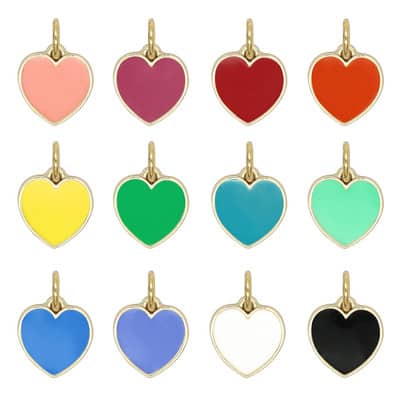 Shapenty 14K Gold Plated Heart Spacer Beads Brass Love Heart Loose Connector Bead Charm for Valentine’s Day Mother’s Day Christmas Ornament Bracelet
