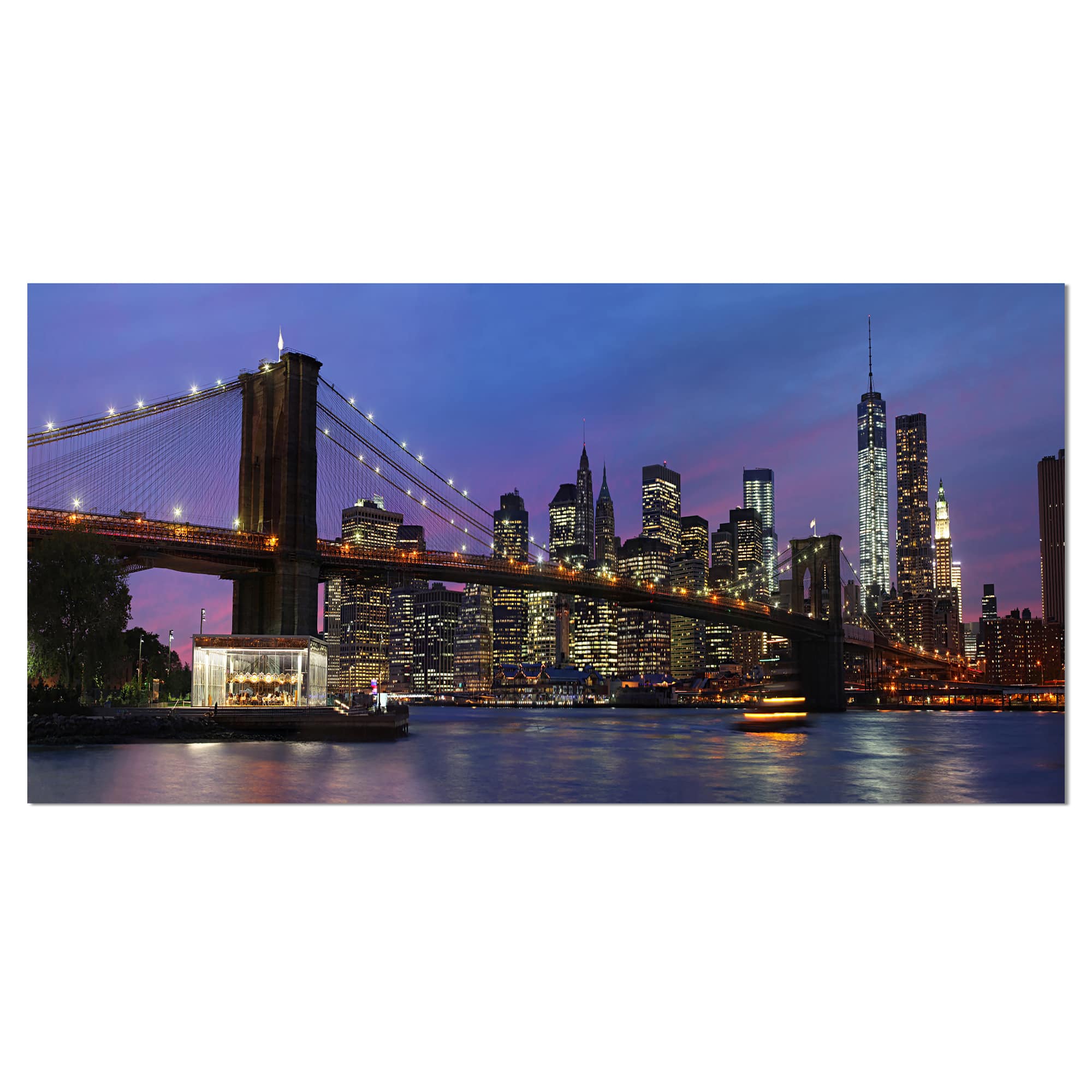 Designart - Brooklyn Bridge and Manhattan at sunset - Extra Large Canvas Art Print