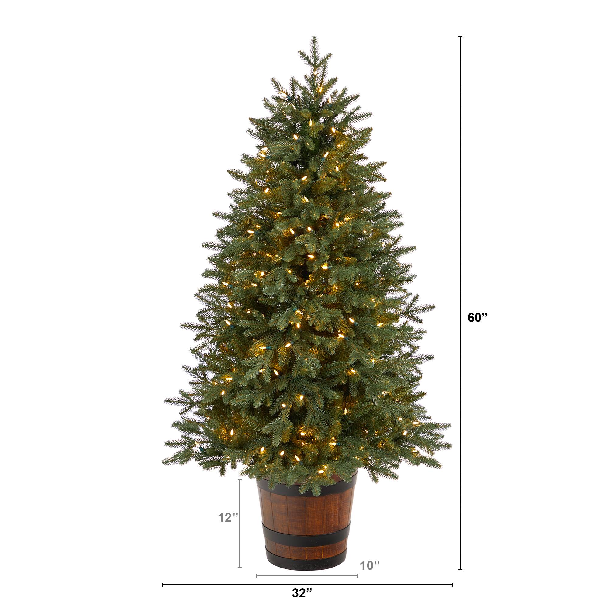 5ft. Pre-Lit Colorado Aspen Artificial Christmas Tree in Decorative Planter, White LED Lights