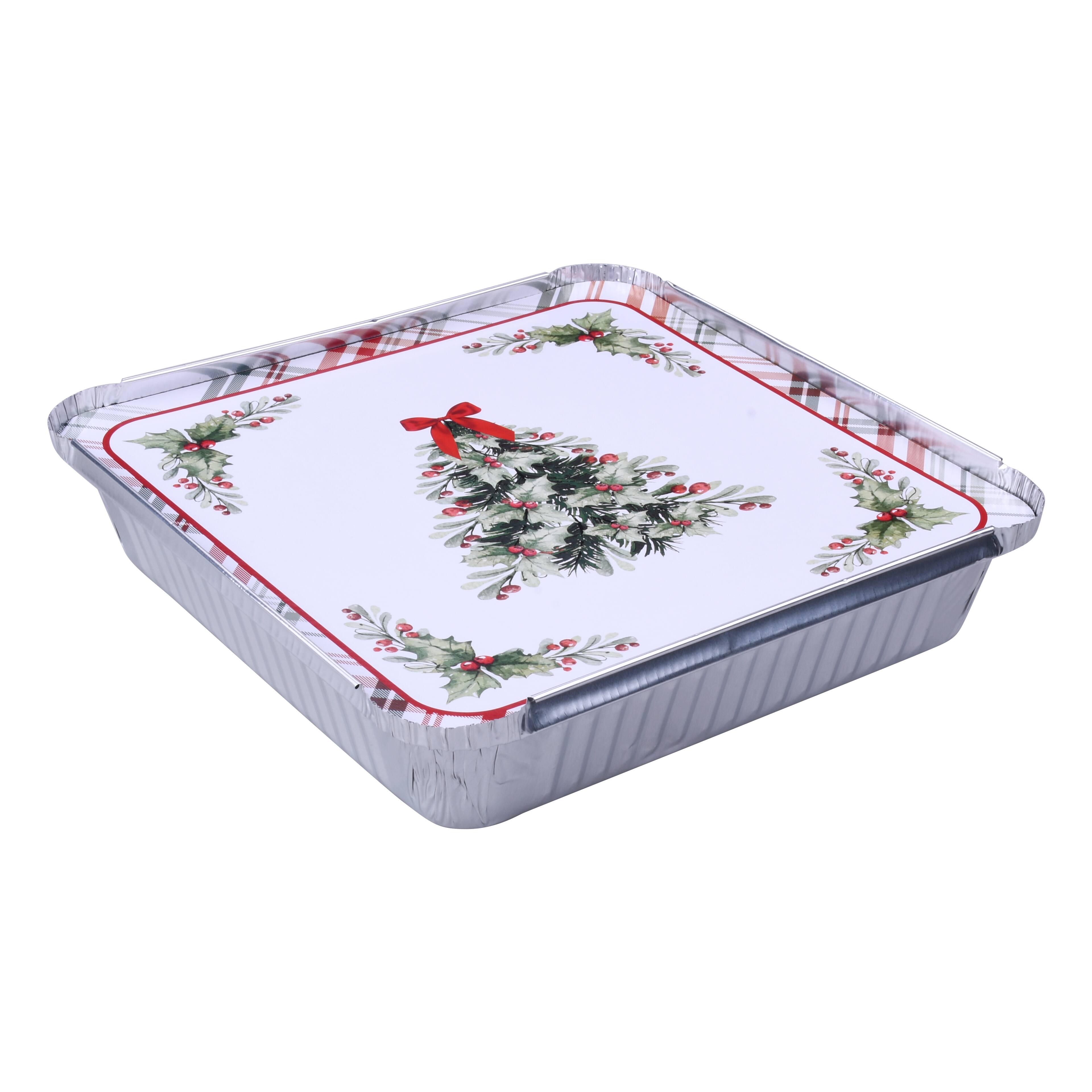 8.75&#x22; x 8.75&#x22; Christmas Tree Square Aluminum Baking Pan Sets, 2ct. by Celebrate It&#xAE;