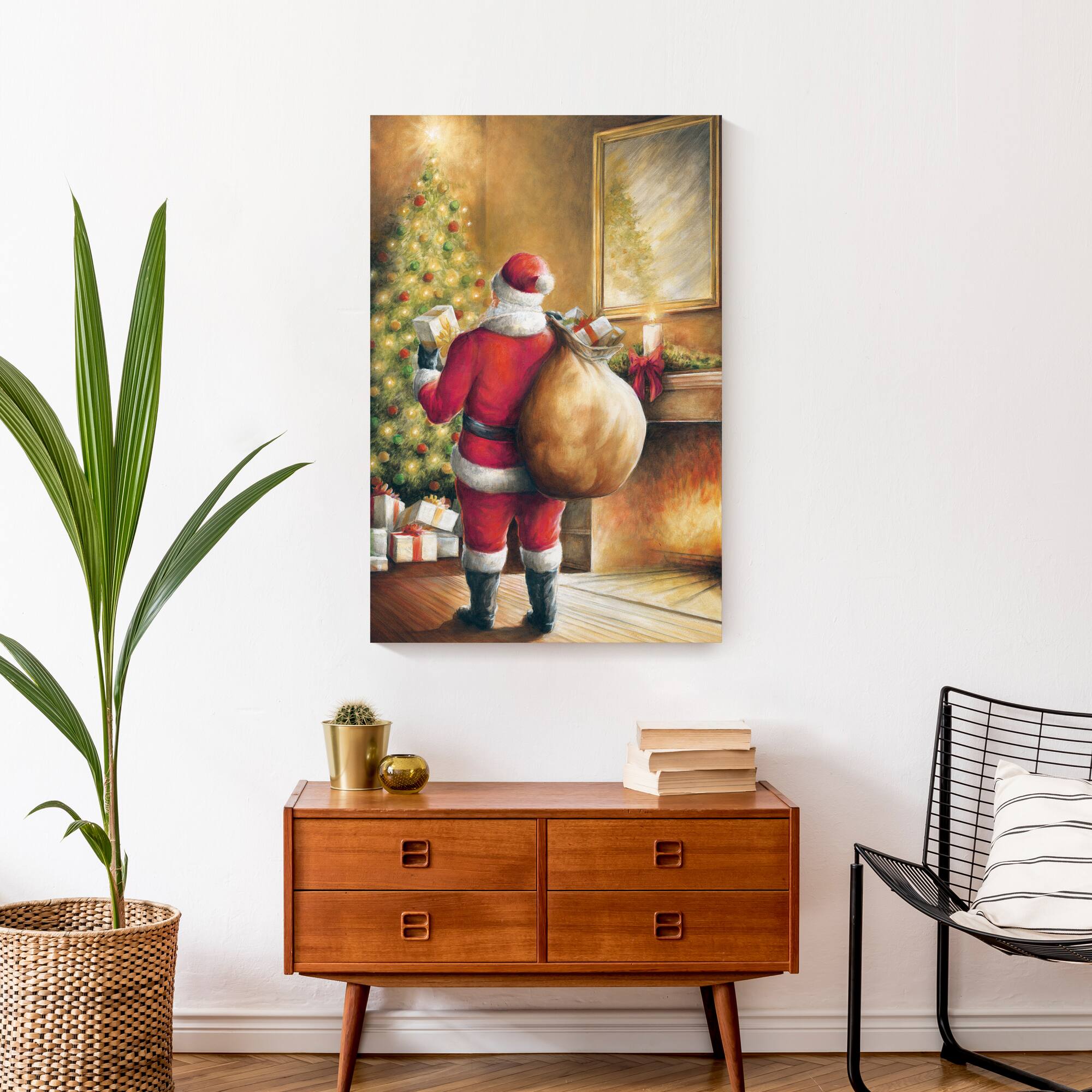 Santa Toy Sack Scene Canvas Wall Art