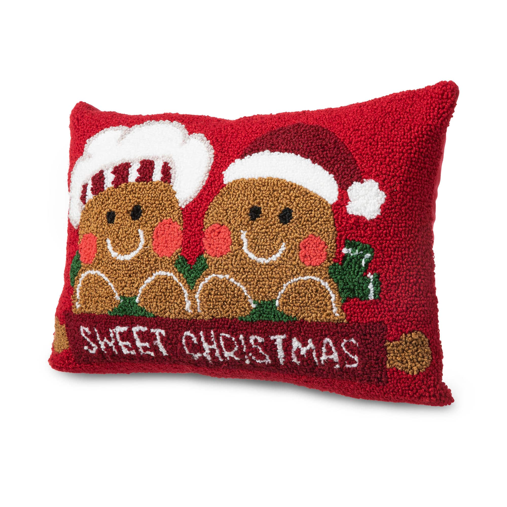 Glitzhome® 18" Hooked Gingerbread Boy & Girl Pillow