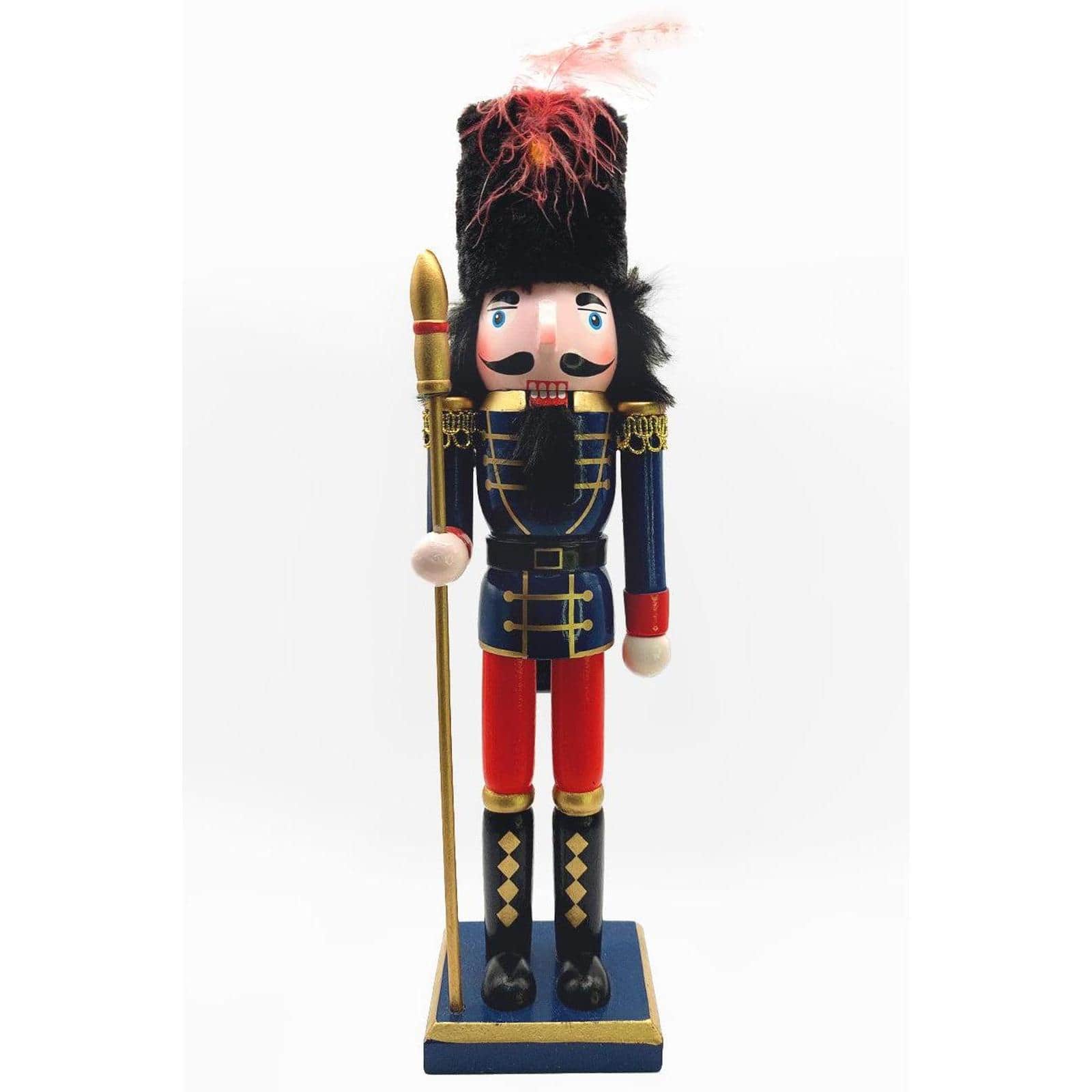 Wizardi 11.75" Classic Wooden Christmas Staffbearer Nutcracker Festive Decoration