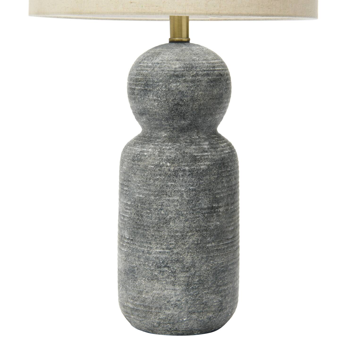Hello Honey® 26.5" Curvy Gray Stoneware Desk Lamp with Linen Drum Shade