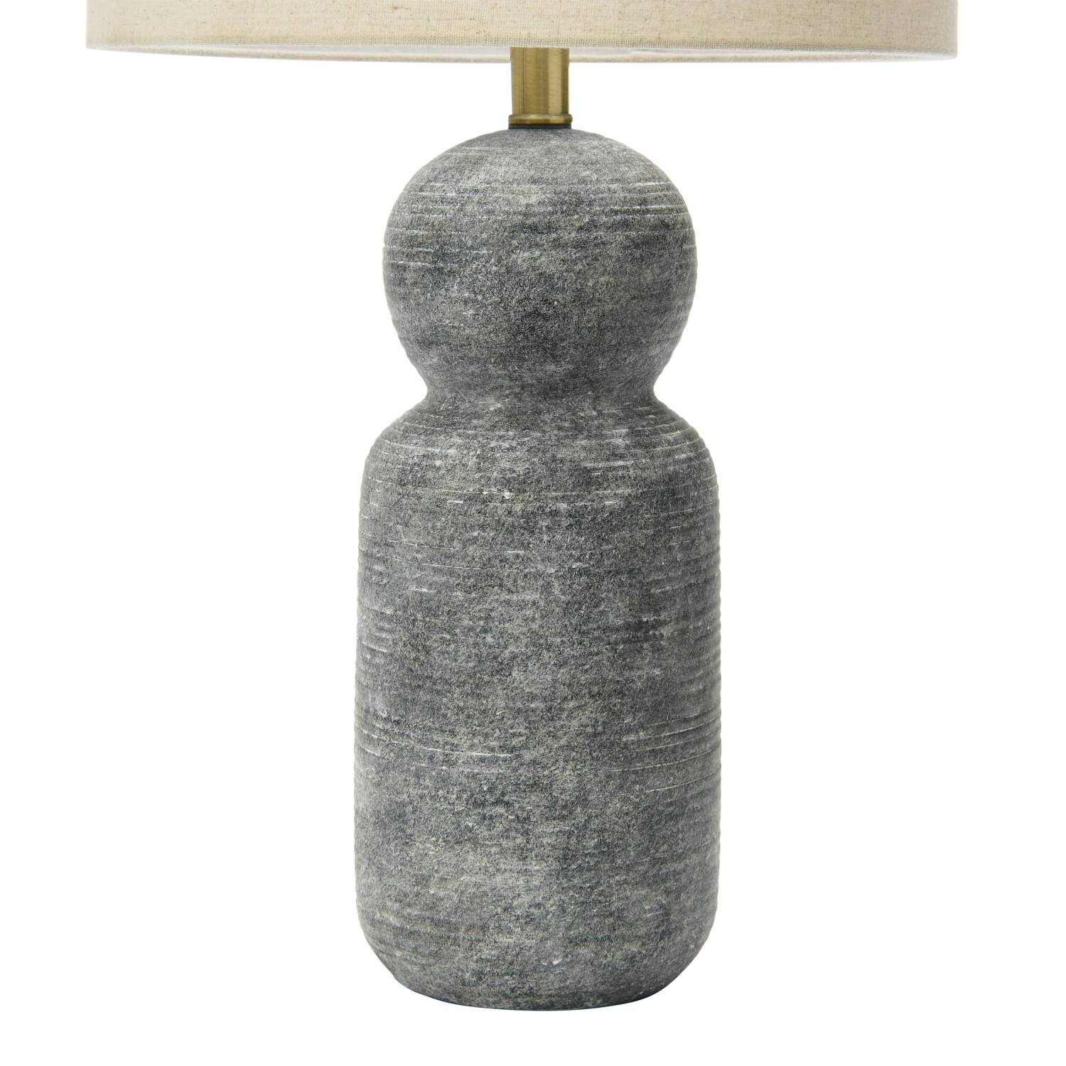 26.5&#x22; Curvy Gray Stoneware Desk Lamp with Linen Drum Shade