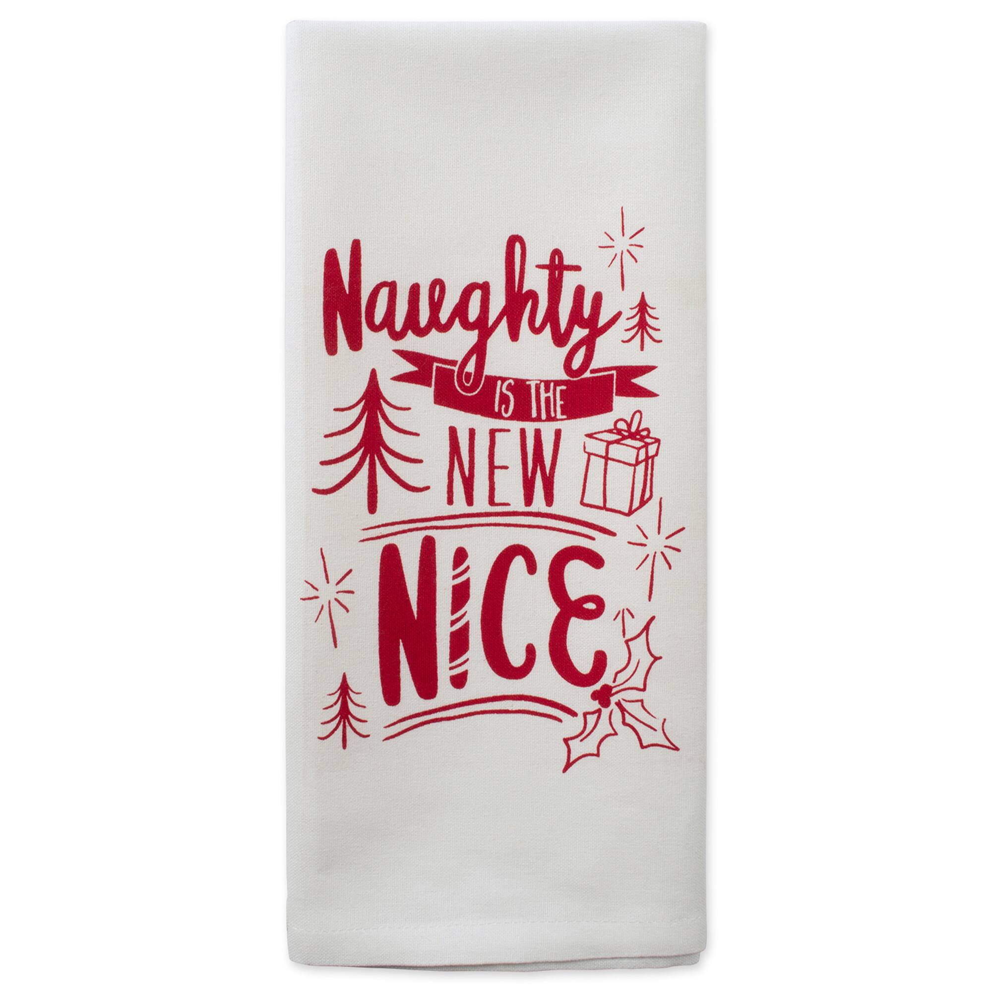 DII® Assorted Naughty Nice Holiday Printed Dishtowel Set