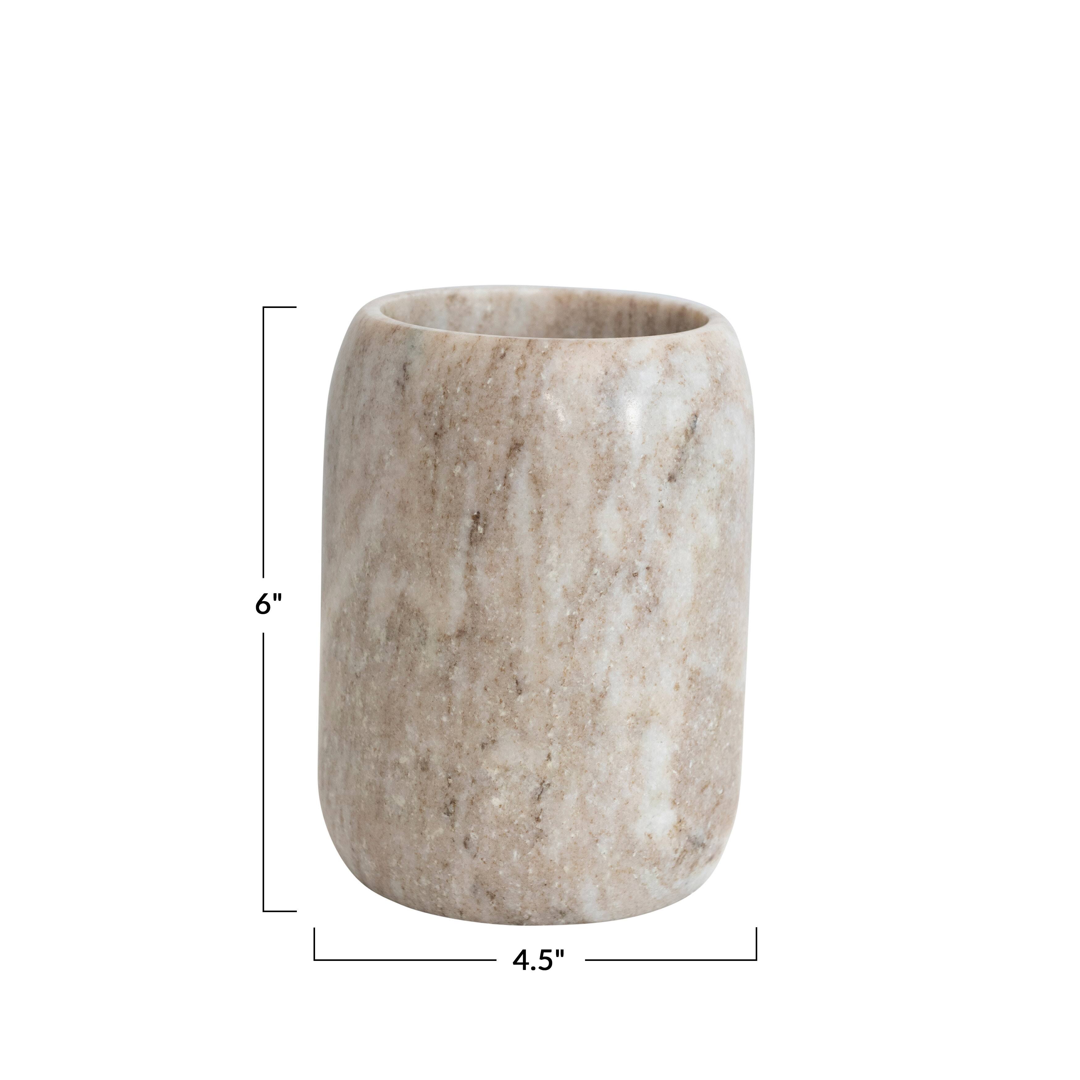 7&#x22; White Marble Jar Bottle Holder