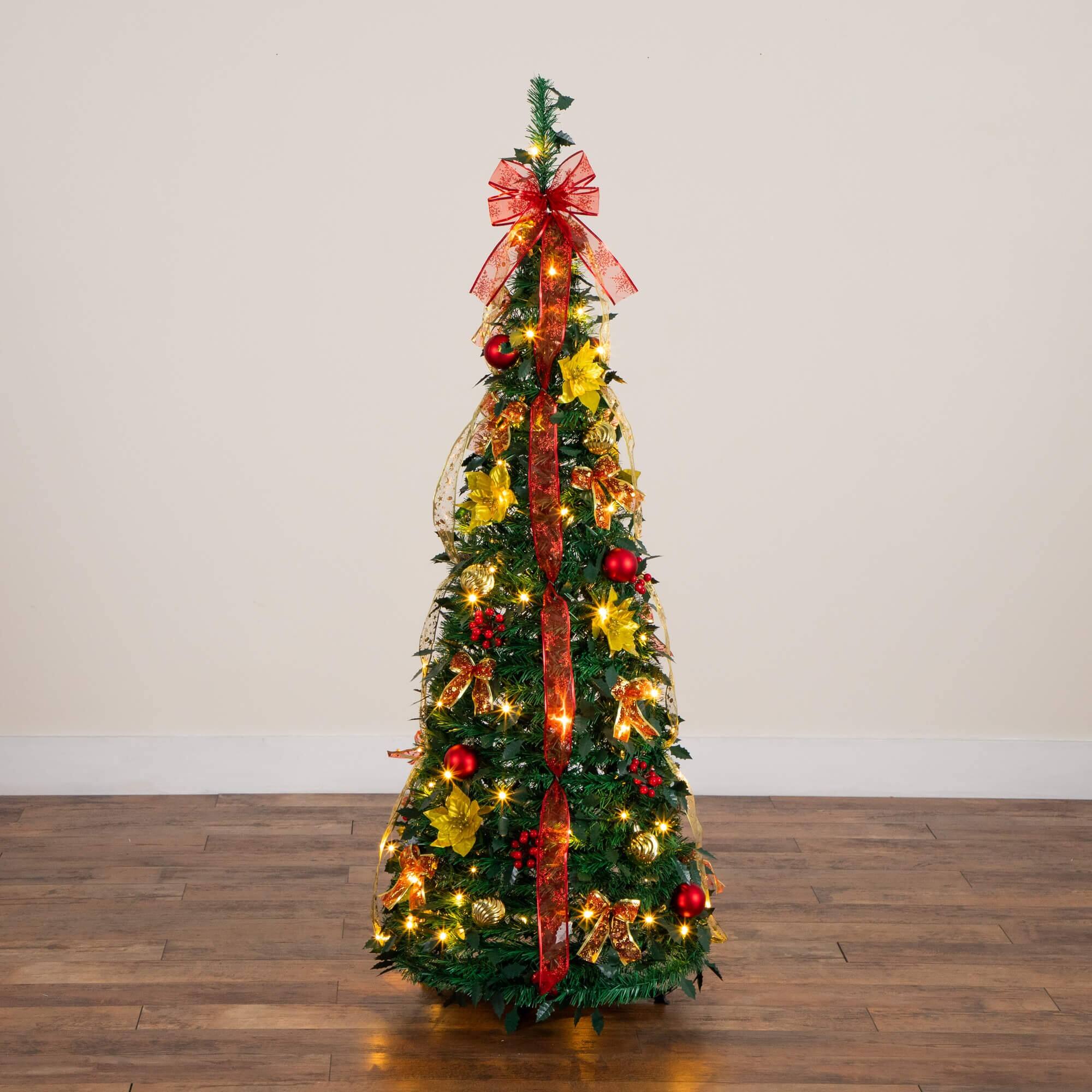 5ft. Pre-Lit Pop-Up Green Artificial Christmas Tree, Warm White LED Lights