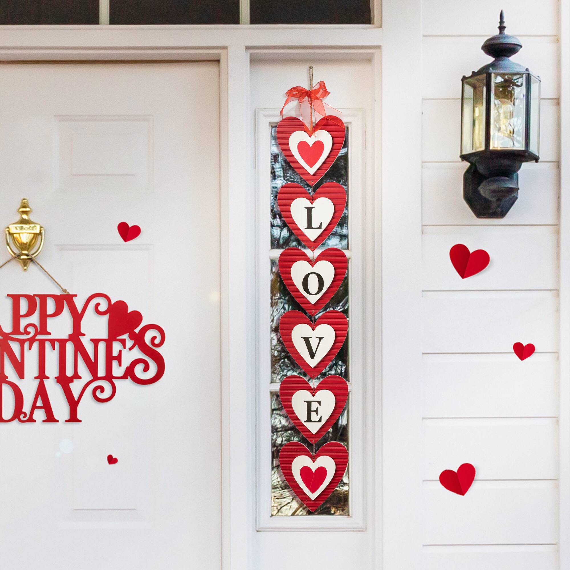 Glitzhome® 30" Set of 2 Valentine's Wooden Heart Door Hanger