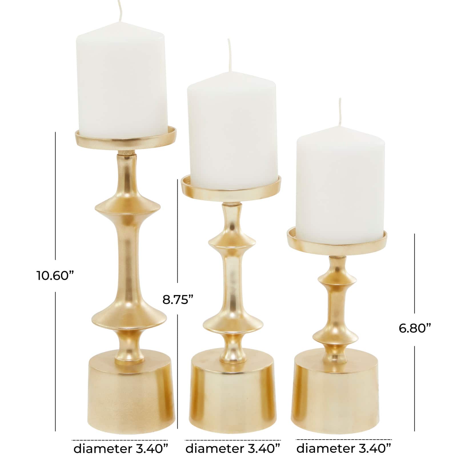 CosmoLiving by Cosmopolitan Gold Aluminum Pillar Candle Holder Set