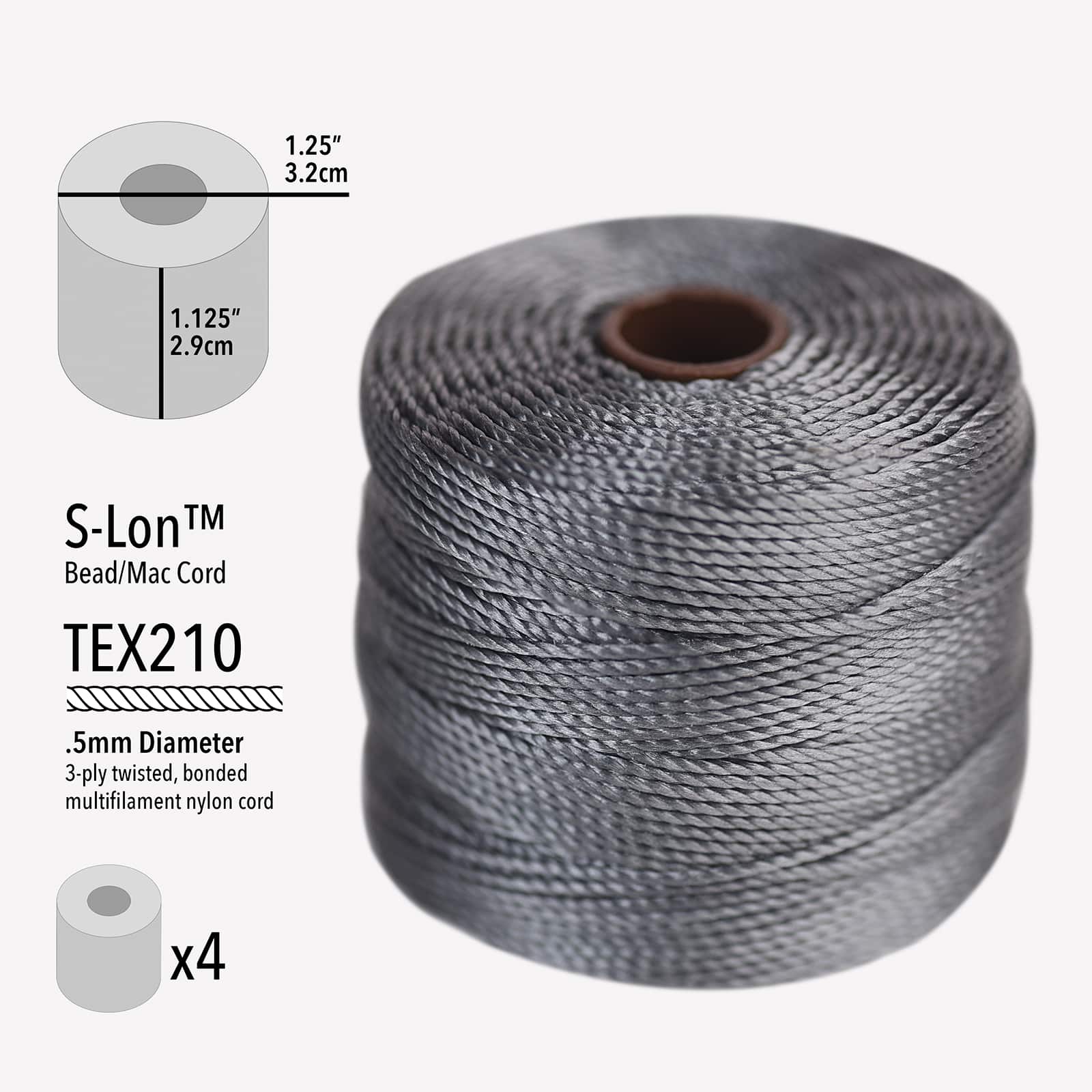 S-Lon (Superlon) Nylon Beading Thread - Size D - TEX45 - 78 Yards - PURPLE