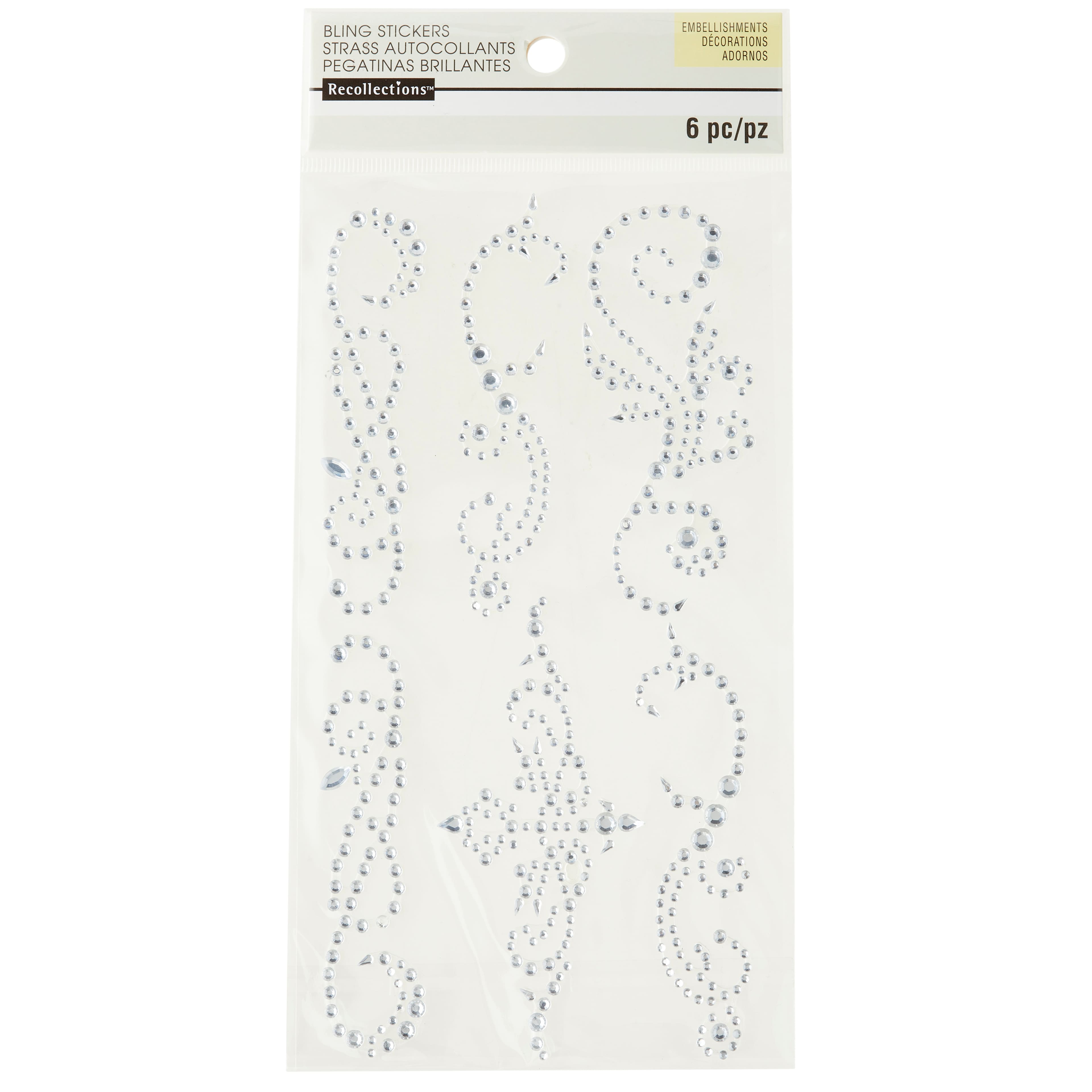 12 Packs: 6 ct. (72 total) Clear Flourish Adhesive Rhinestones by Recollections&#x2122; 