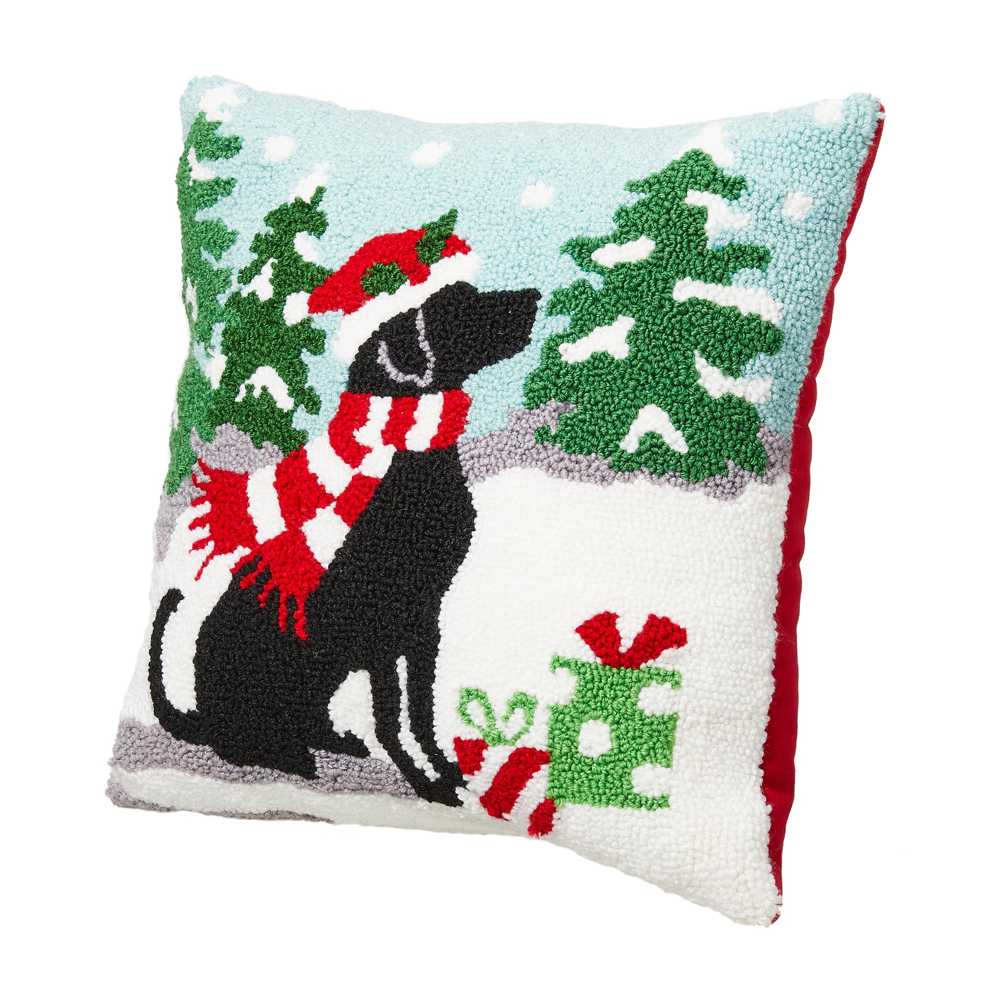 Glitzhome® Hooked Christmas Dog Throw Pillow