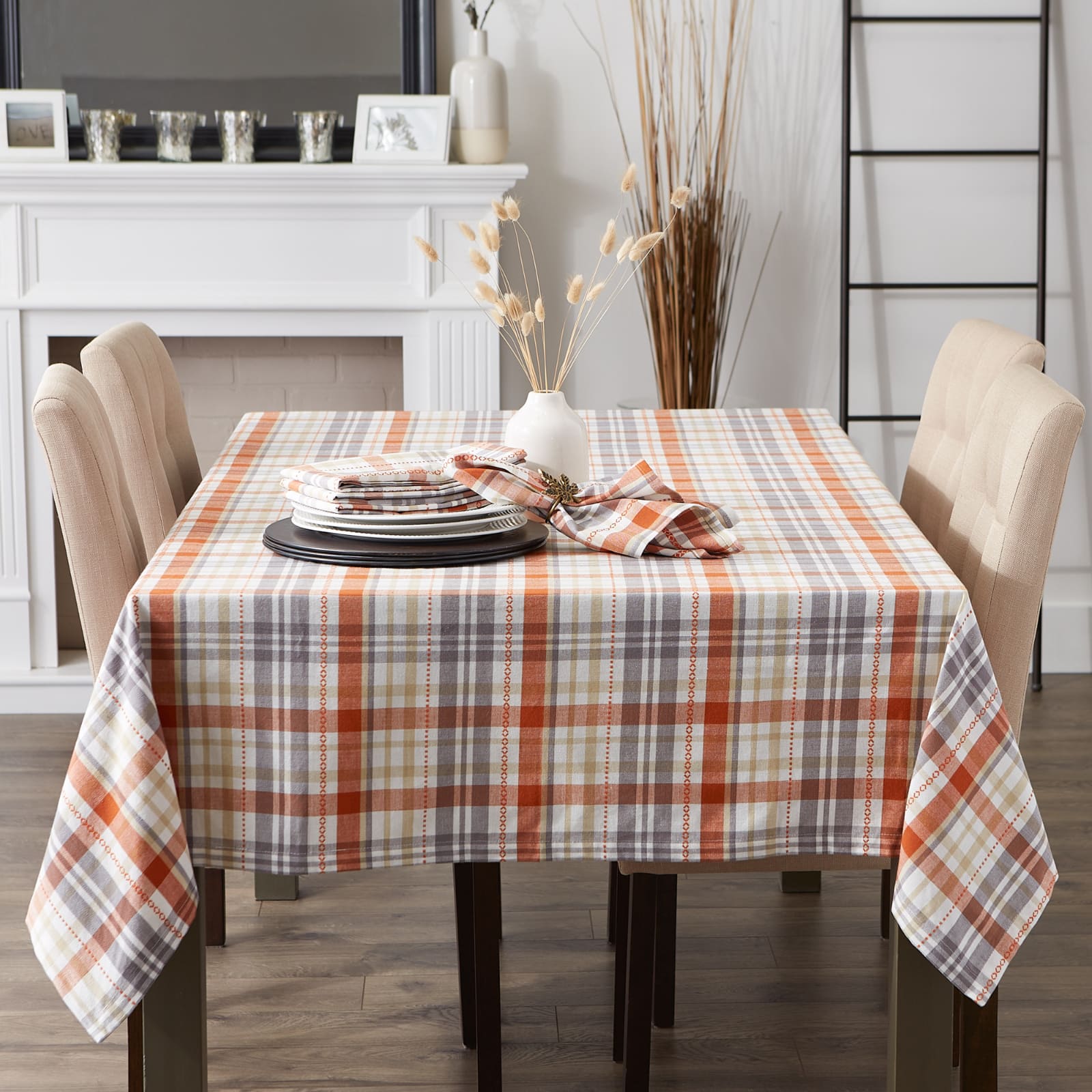 DII® 104" Autumn Afternoon Plaid Tablecloth